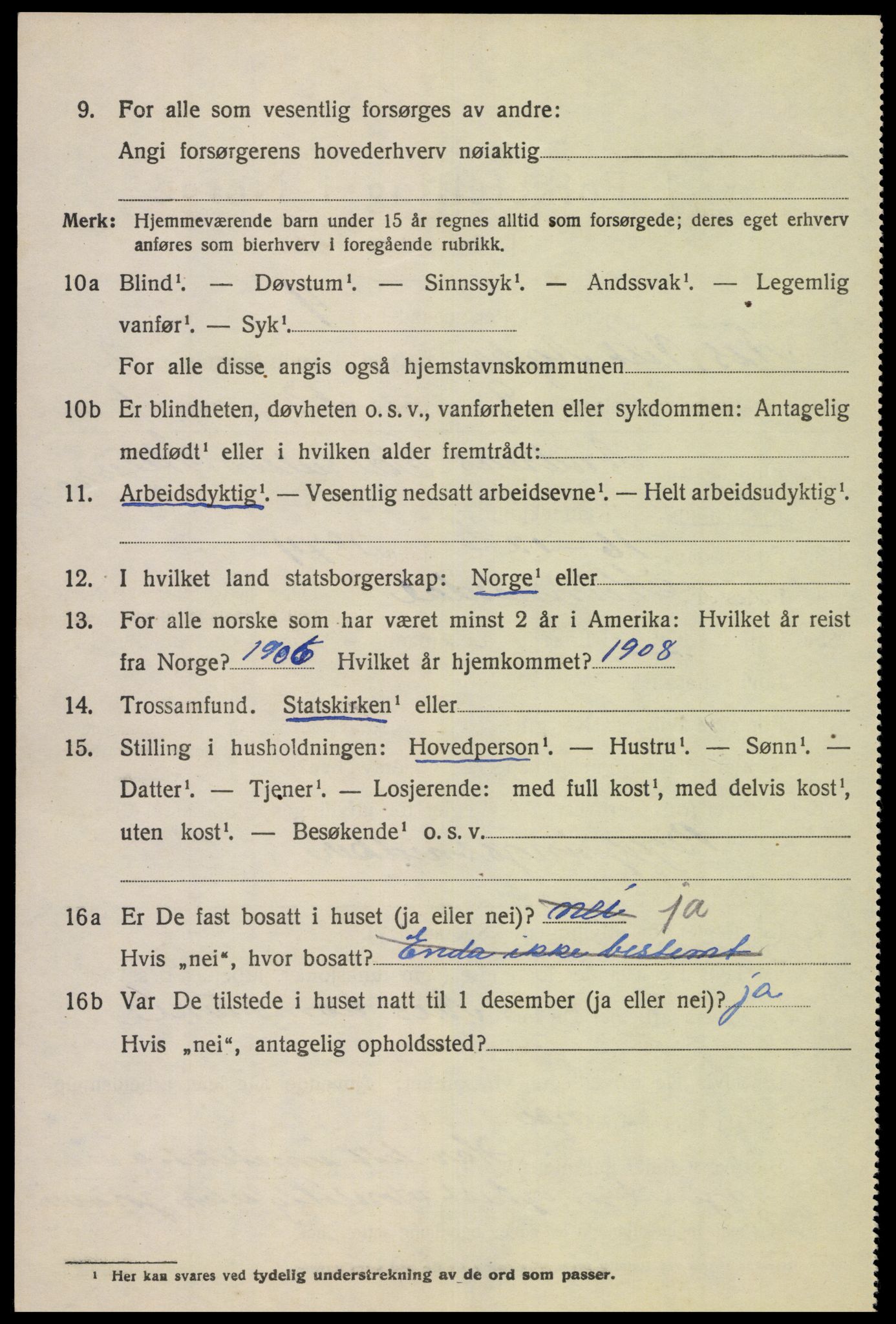 SAK, 1920 census for Nes (V-A), 1920, p. 1481