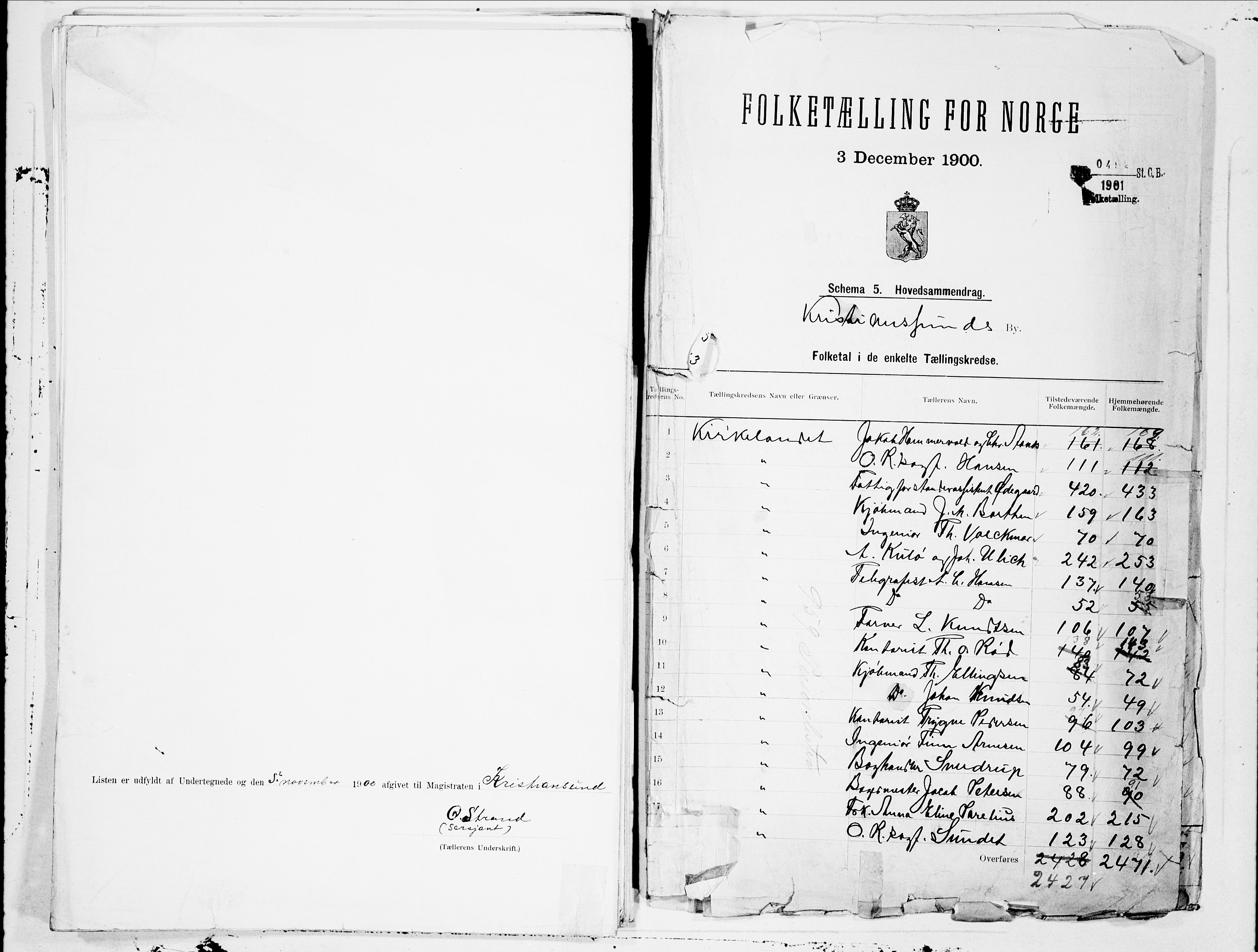 SAT, 1900 census for Kristiansund, 1900, p. 140