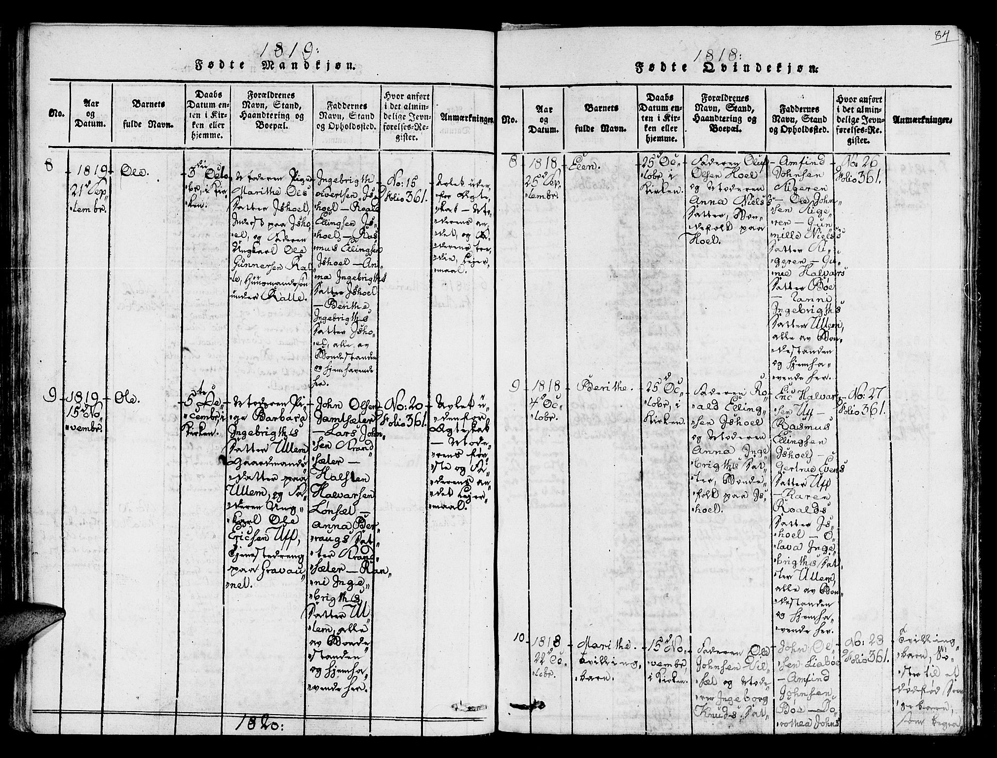 Ministerialprotokoller, klokkerbøker og fødselsregistre - Sør-Trøndelag, SAT/A-1456/678/L0896: Parish register (official) no. 678A05 /2, 1816-1821, p. 84