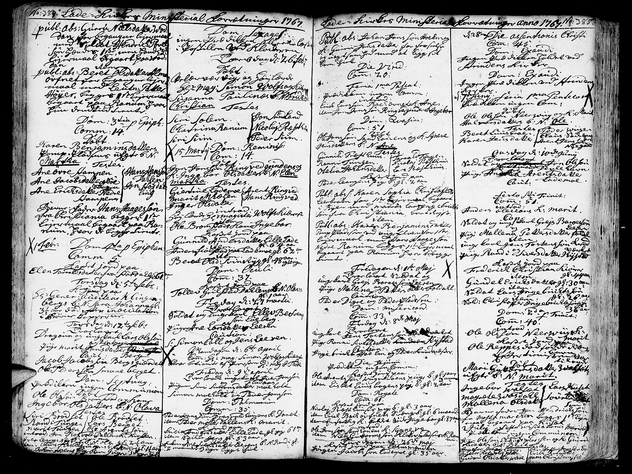 Ministerialprotokoller, klokkerbøker og fødselsregistre - Sør-Trøndelag, SAT/A-1456/606/L0275: Parish register (official) no. 606A01 /1, 1727-1780, p. 384-385