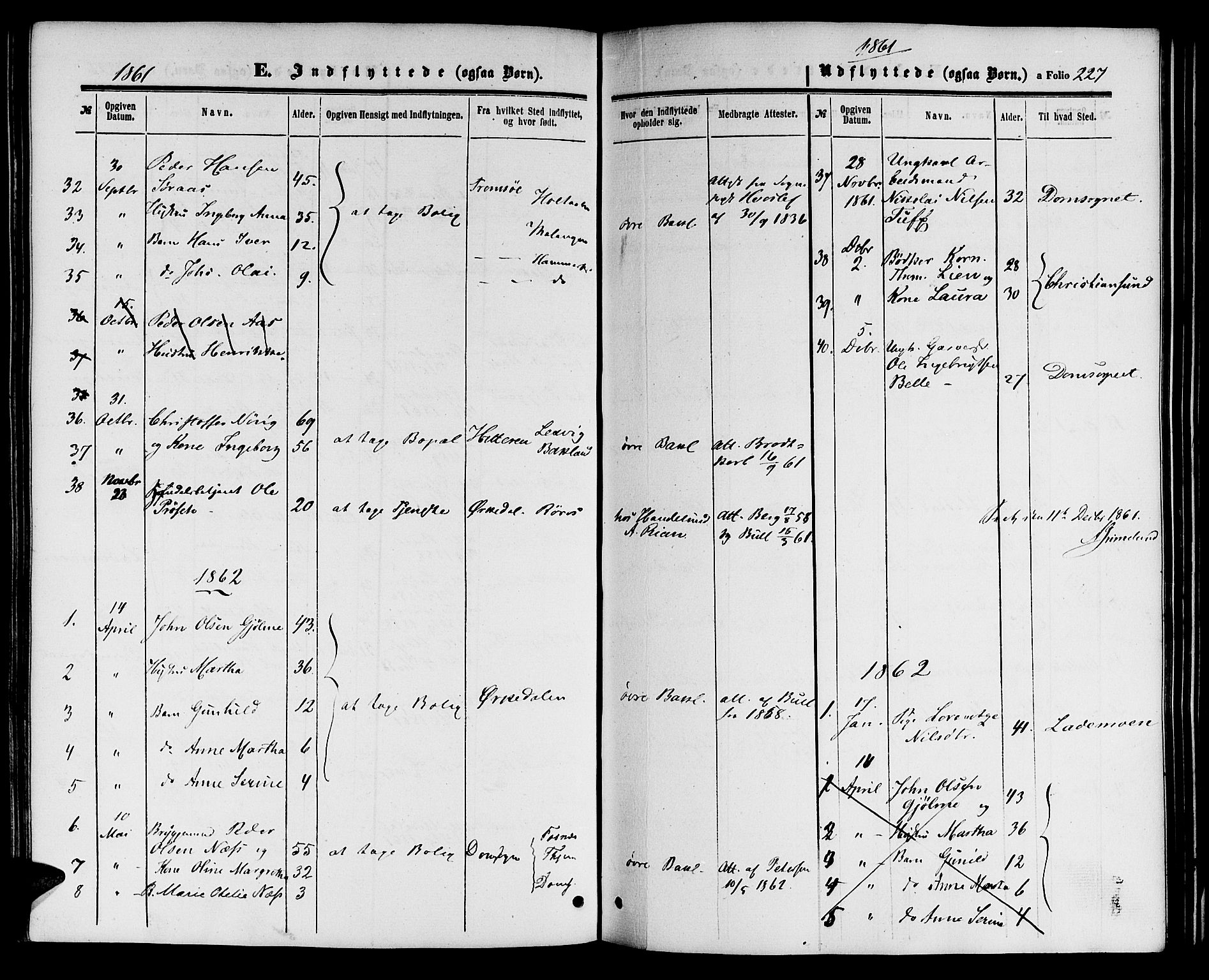 Ministerialprotokoller, klokkerbøker og fødselsregistre - Sør-Trøndelag, AV/SAT-A-1456/604/L0185: Parish register (official) no. 604A06, 1861-1865, p. 227