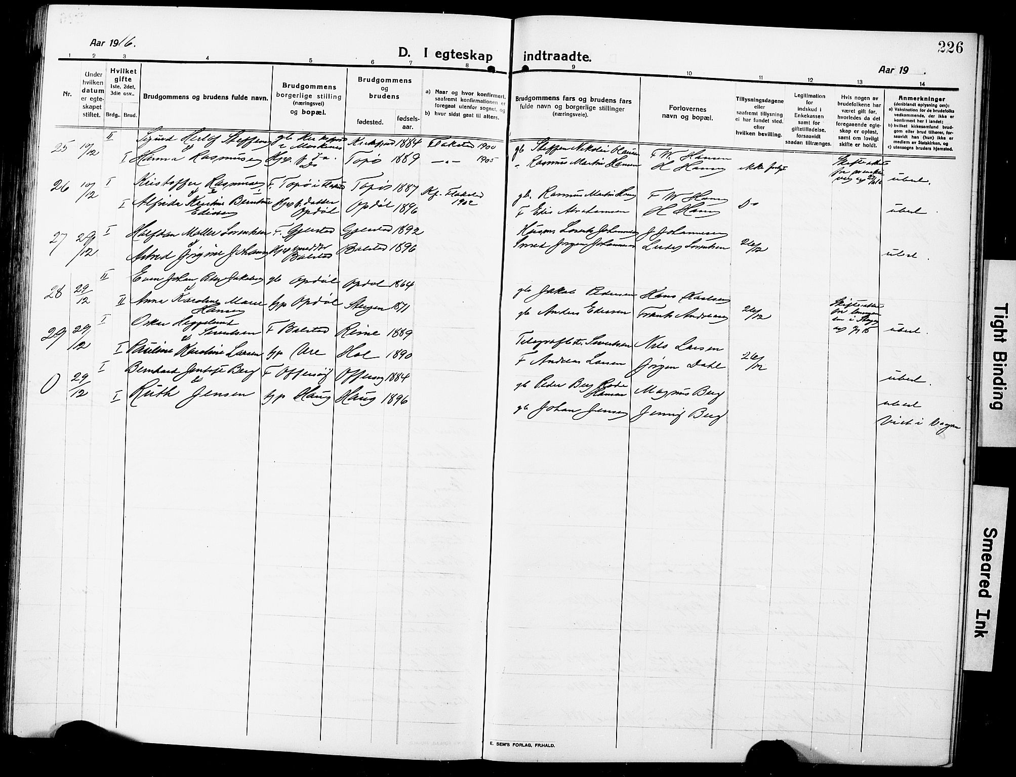 Ministerialprotokoller, klokkerbøker og fødselsregistre - Nordland, AV/SAT-A-1459/881/L1169: Parish register (copy) no. 881C06, 1912-1930, p. 226