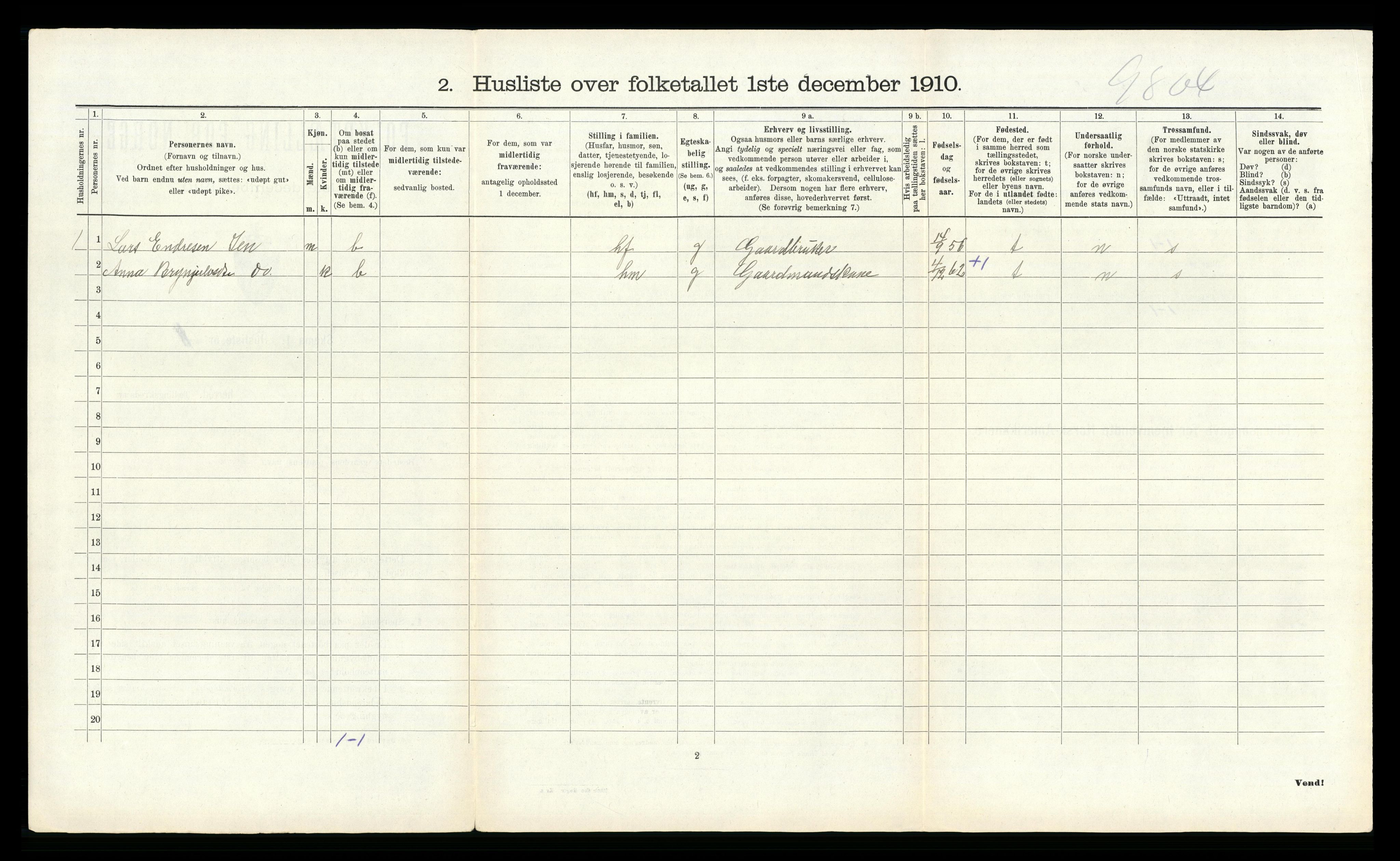 RA, 1910 census for Herdla, 1910, p. 171