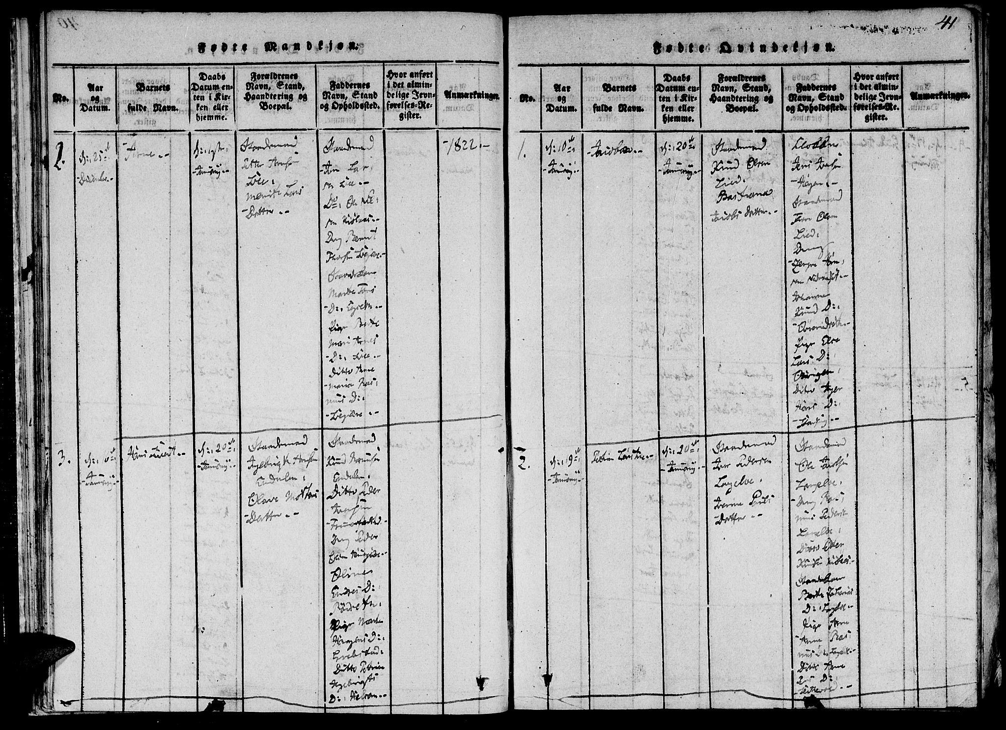 Ministerialprotokoller, klokkerbøker og fødselsregistre - Møre og Romsdal, AV/SAT-A-1454/520/L0273: Parish register (official) no. 520A03, 1817-1826, p. 41