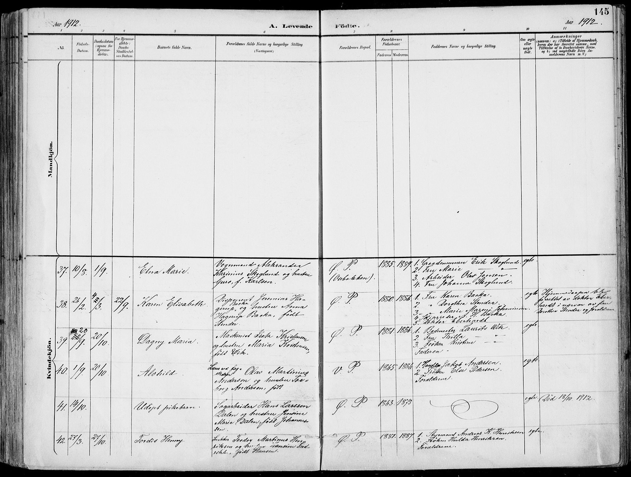 Porsgrunn kirkebøker , AV/SAKO-A-104/F/Fa/L0010: Parish register (official) no. 10, 1895-1919, p. 145