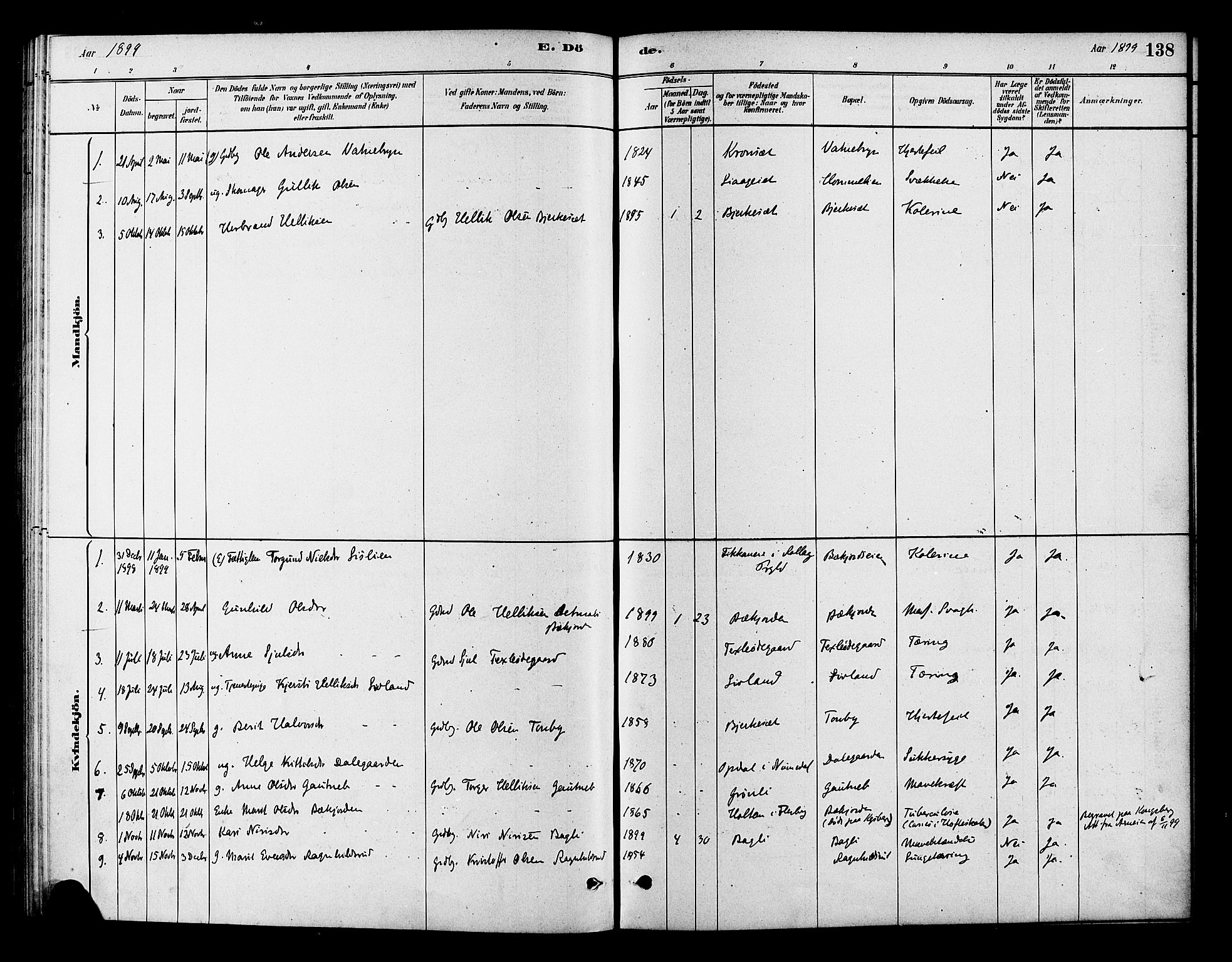 Flesberg kirkebøker, SAKO/A-18/F/Fc/L0001: Parish register (official) no. III 1, 1879-1905, p. 138