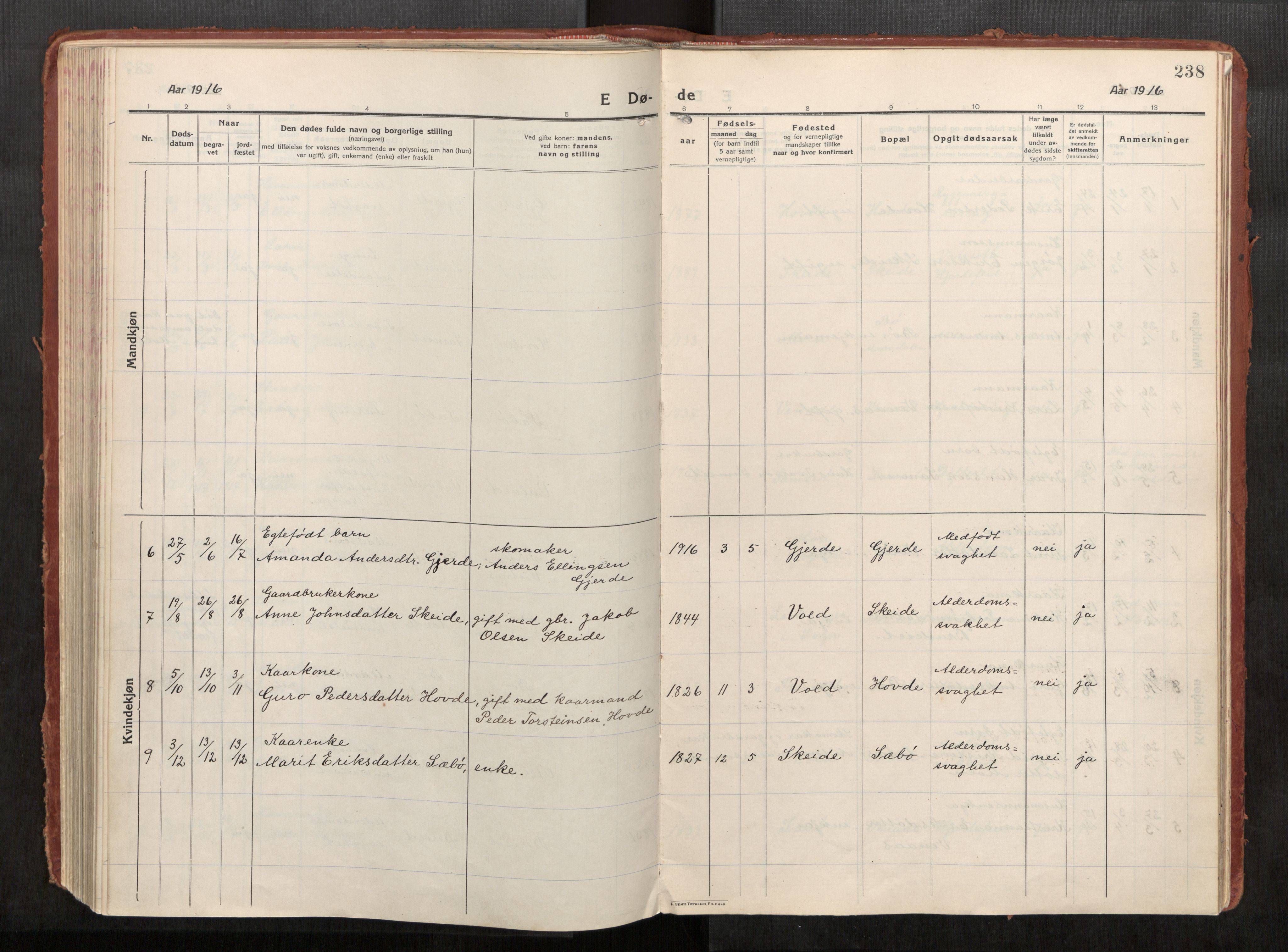 Eid sokneprestkontor, AV/SAT-A-1254: Parish register (official) no. 543A04, 1916-1956, p. 238