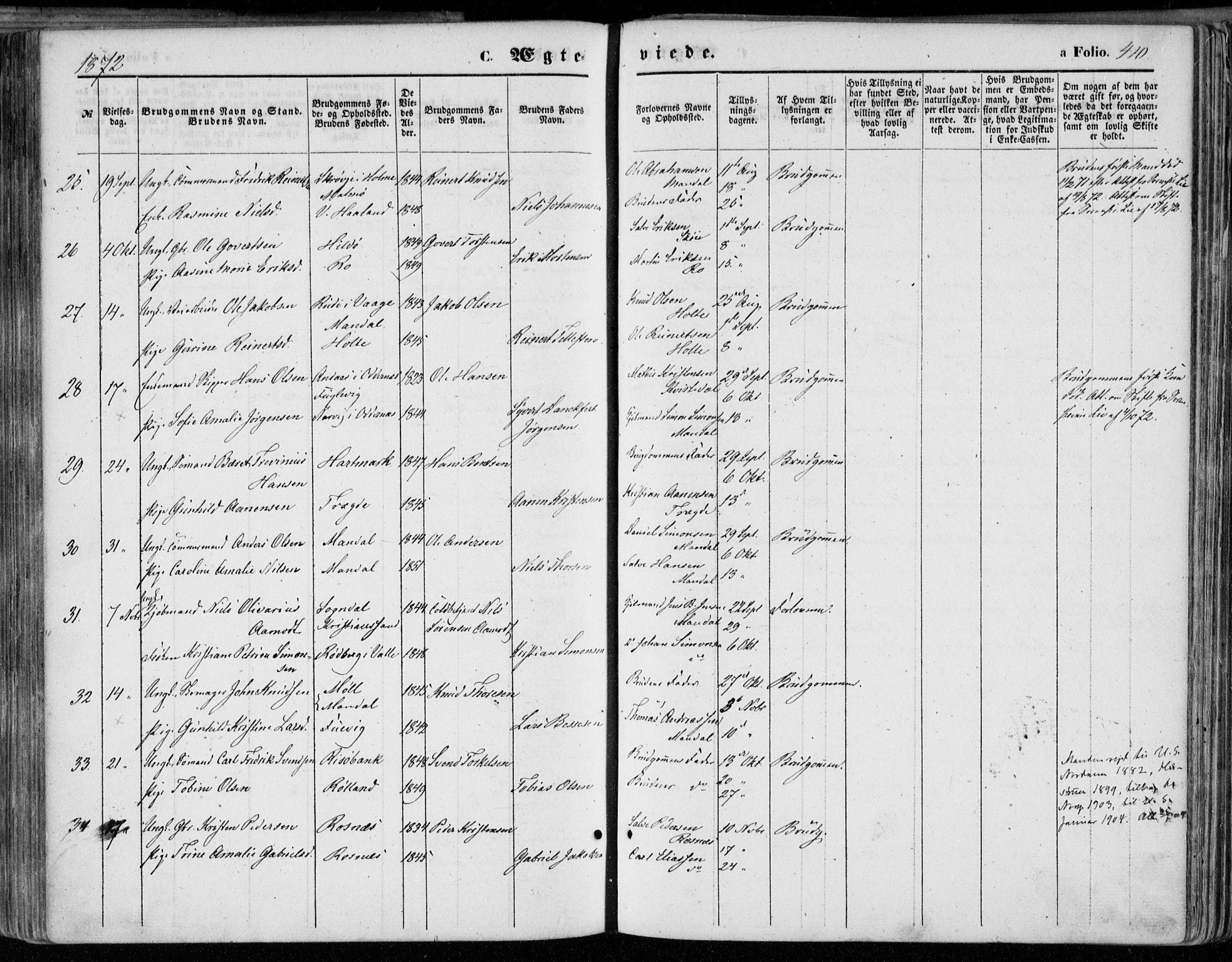 Mandal sokneprestkontor, AV/SAK-1111-0030/F/Fa/Faa/L0014: Parish register (official) no. A 14, 1859-1872, p. 410