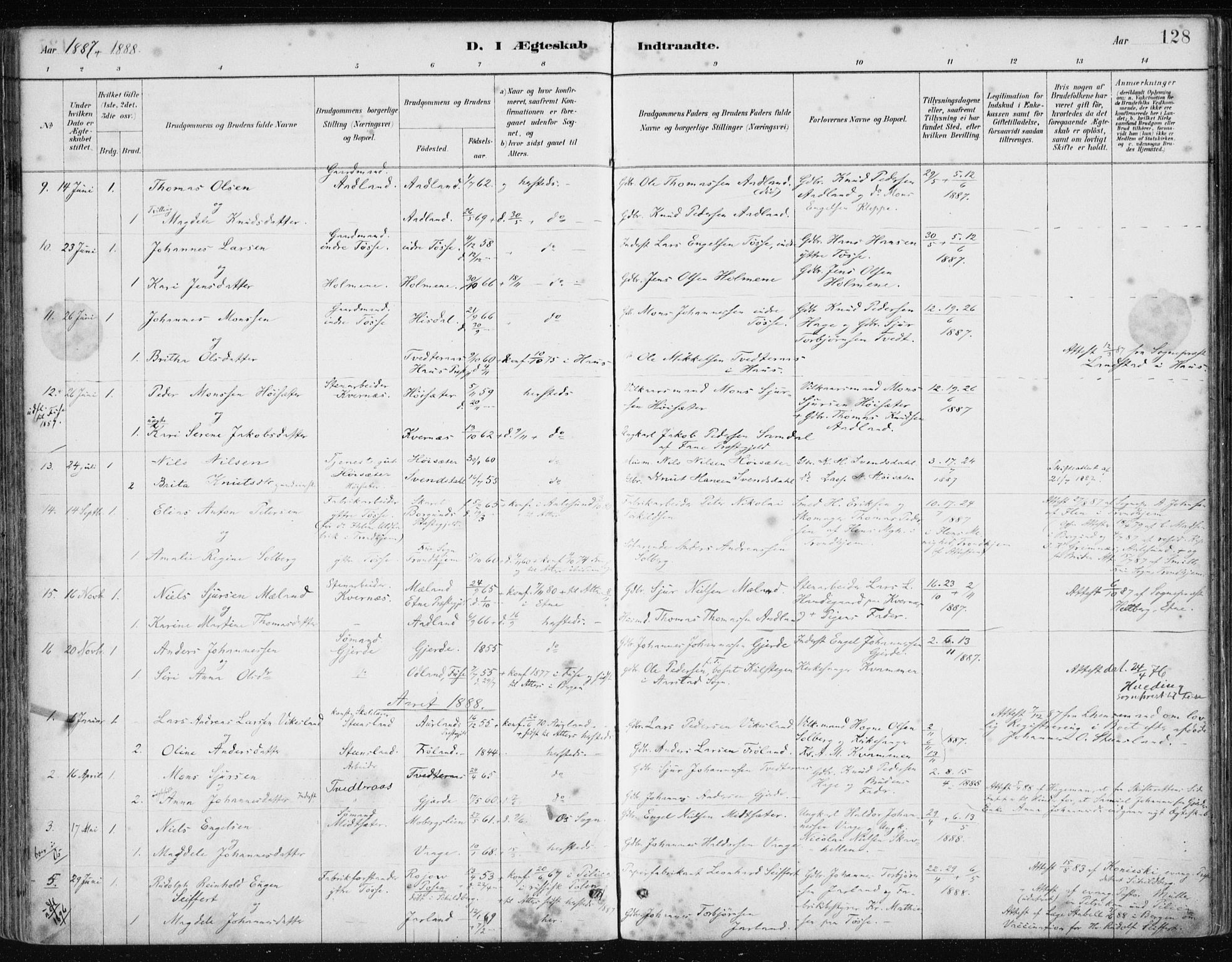 Samnanger Sokneprestembete, SAB/A-77501/H/Haa: Parish register (official) no. A 1, 1885-1901, p. 128