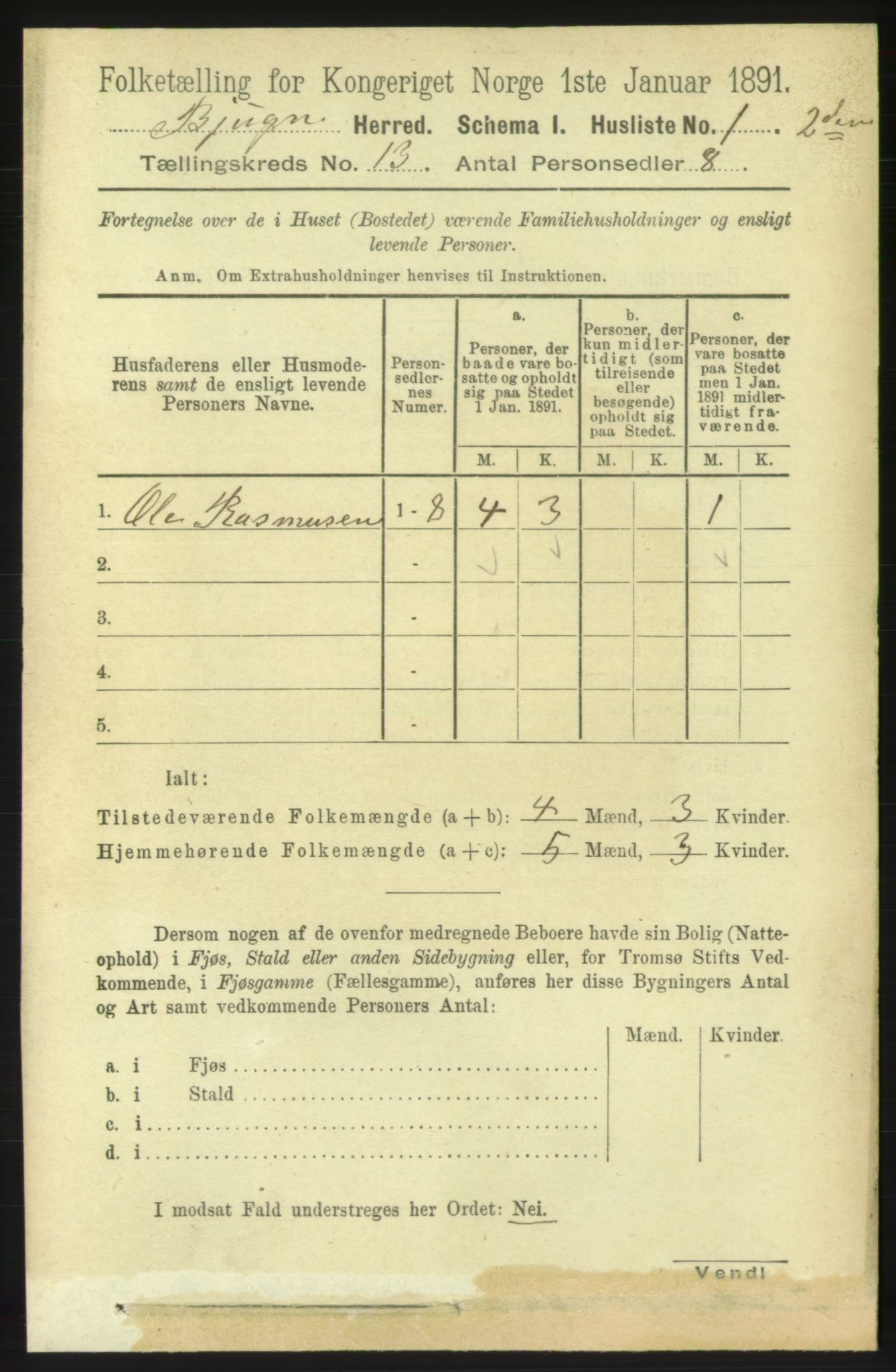 RA, 1891 census for 1627 Bjugn, 1891, p. 3731