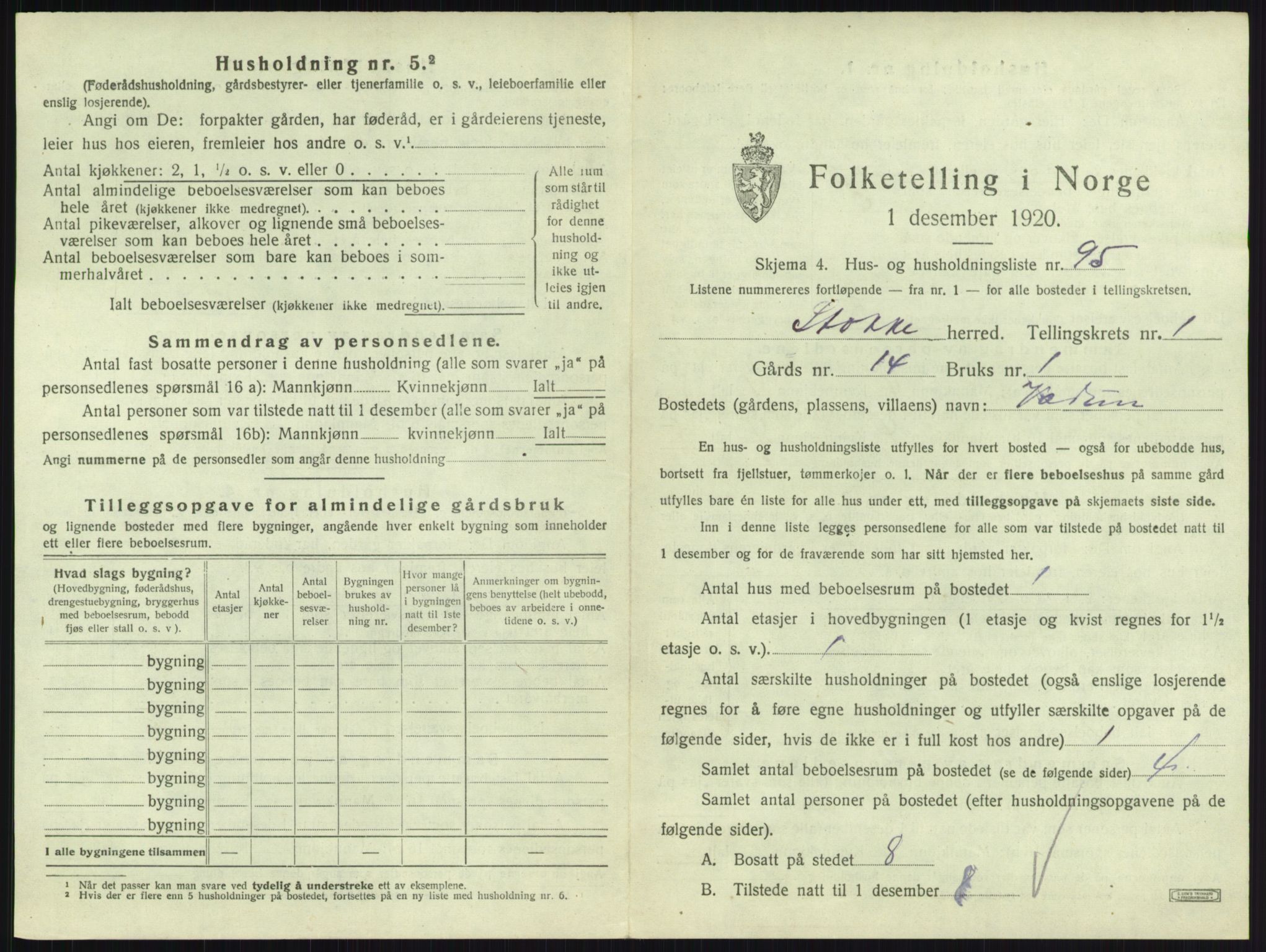 SAKO, 1920 census for Stokke, 1920, p. 239