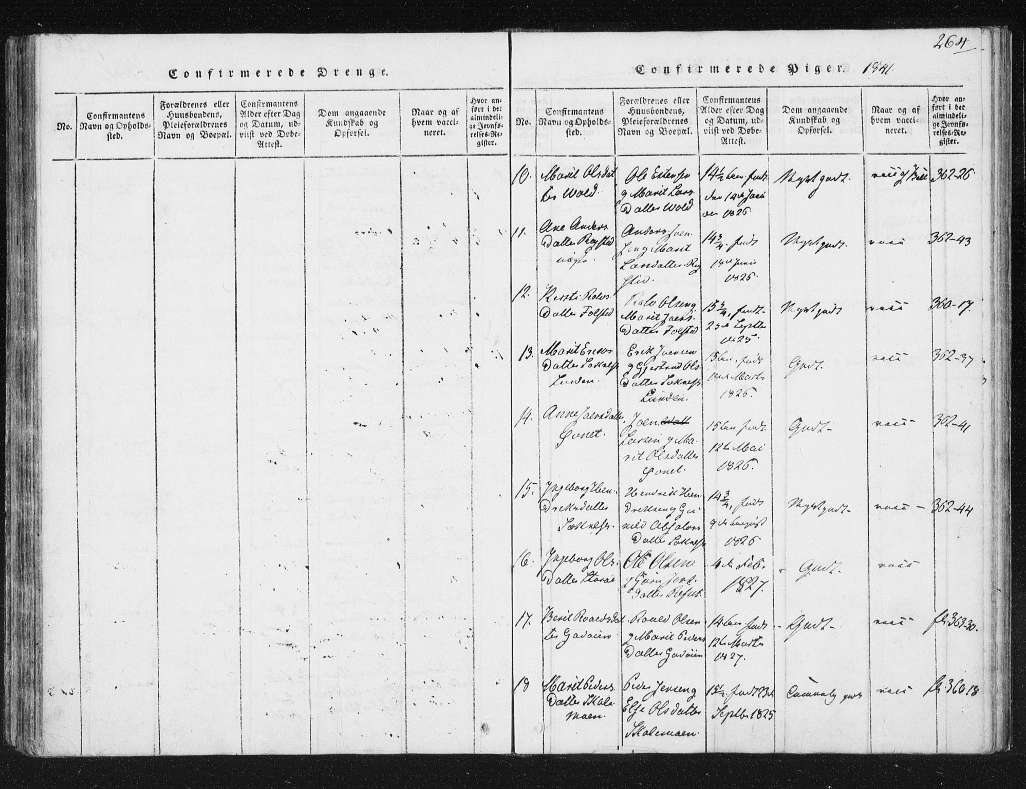 Ministerialprotokoller, klokkerbøker og fødselsregistre - Sør-Trøndelag, AV/SAT-A-1456/687/L0996: Parish register (official) no. 687A04, 1816-1842, p. 264