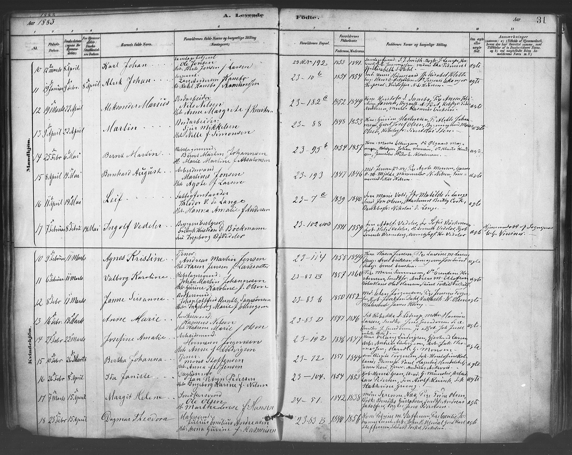 Mariakirken Sokneprestembete, AV/SAB-A-76901/H/Haa/L0007: Parish register (official) no. A 7, 1878-1893, p. 31