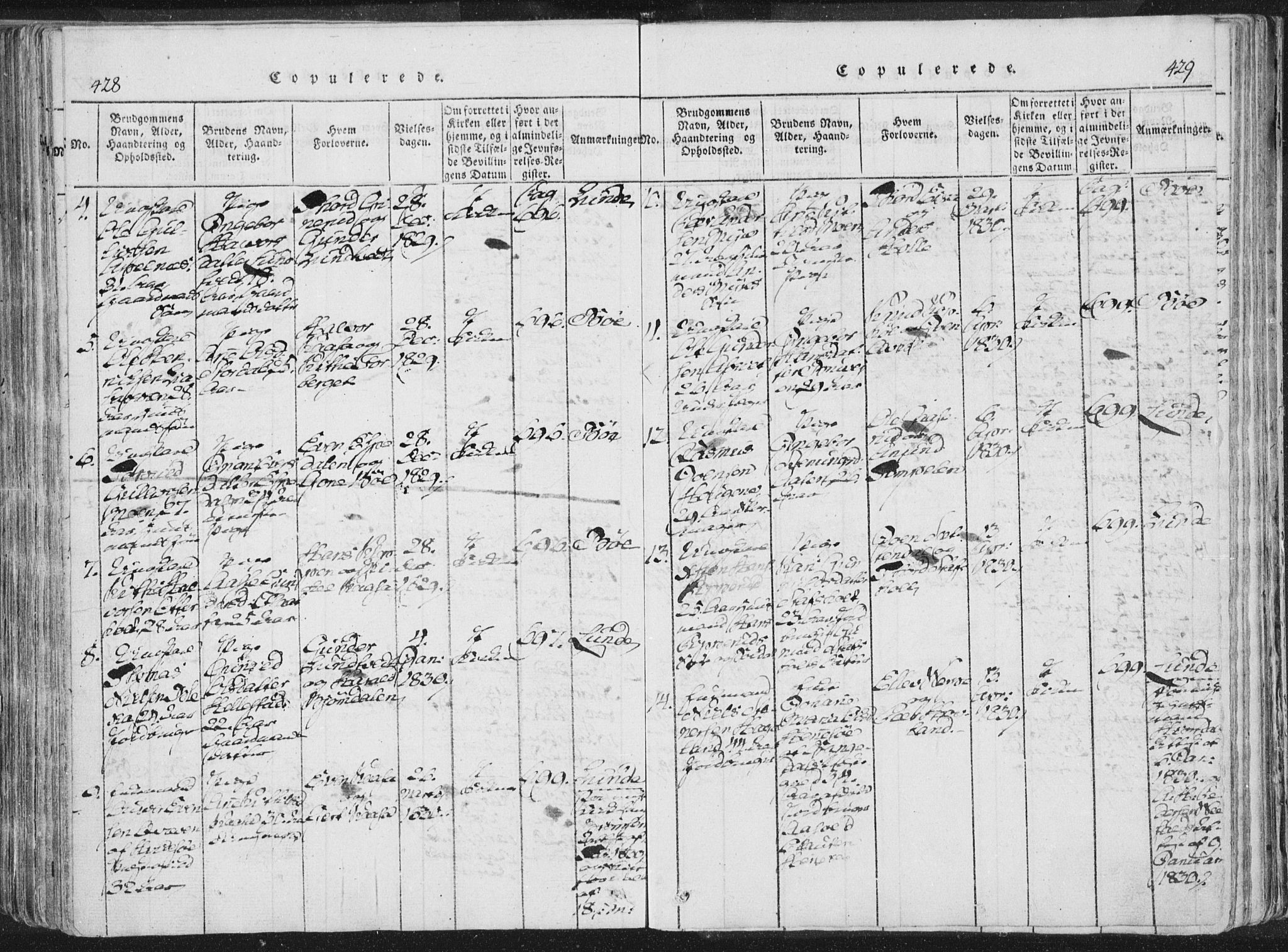 Bø kirkebøker, SAKO/A-257/F/Fa/L0006: Parish register (official) no. 6, 1815-1831, p. 428-429