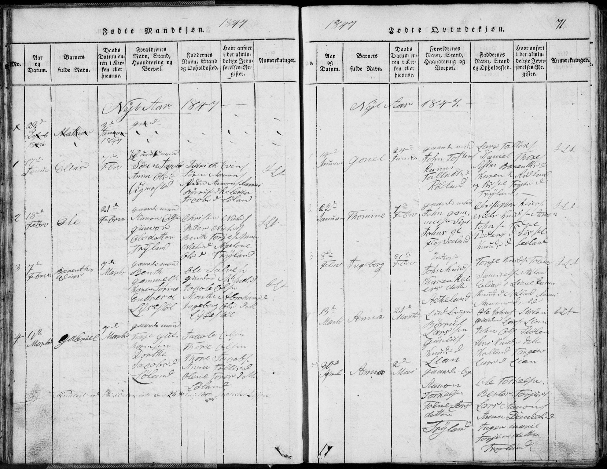 Nord-Audnedal sokneprestkontor, AV/SAK-1111-0032/F/Fb/Fbb/L0001: Parish register (copy) no. B 1, 1816-1858, p. 71