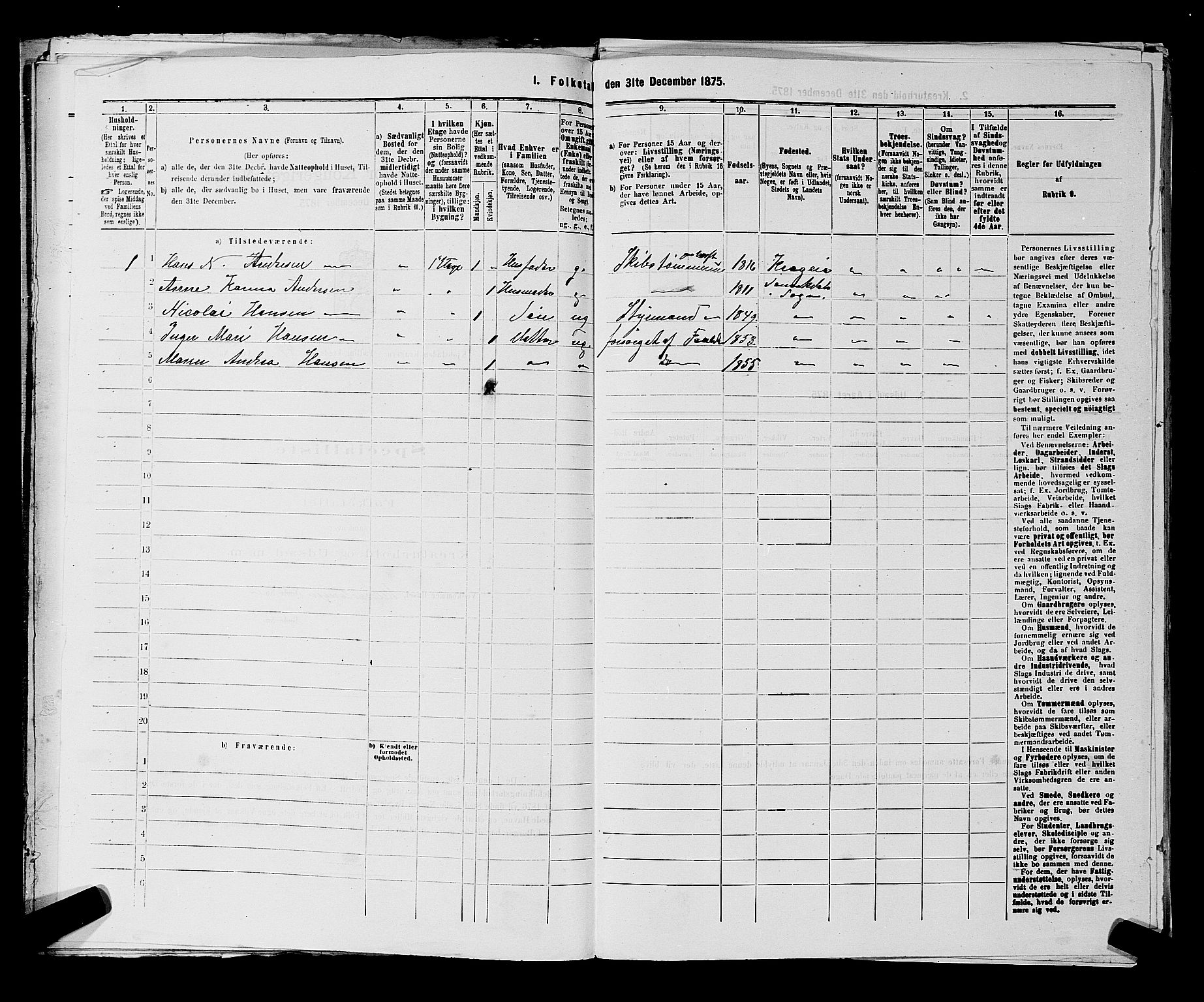 SAKO, 1875 census for 0801P Kragerø, 1875, p. 1037