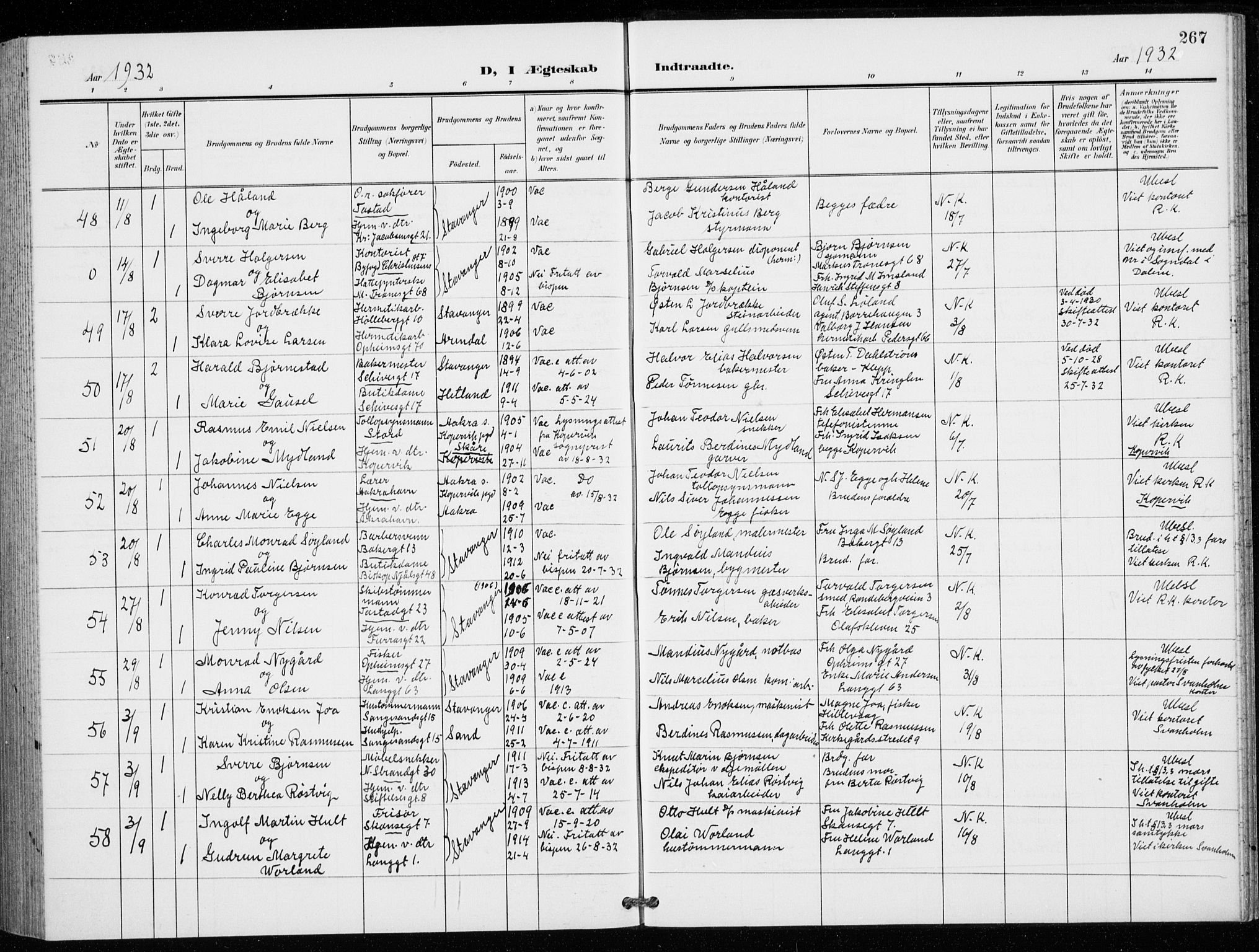 St. Petri sokneprestkontor, AV/SAST-A-101813/001/30/30BB/L0009: Parish register (copy) no. B 9, 1902-1935, p. 267