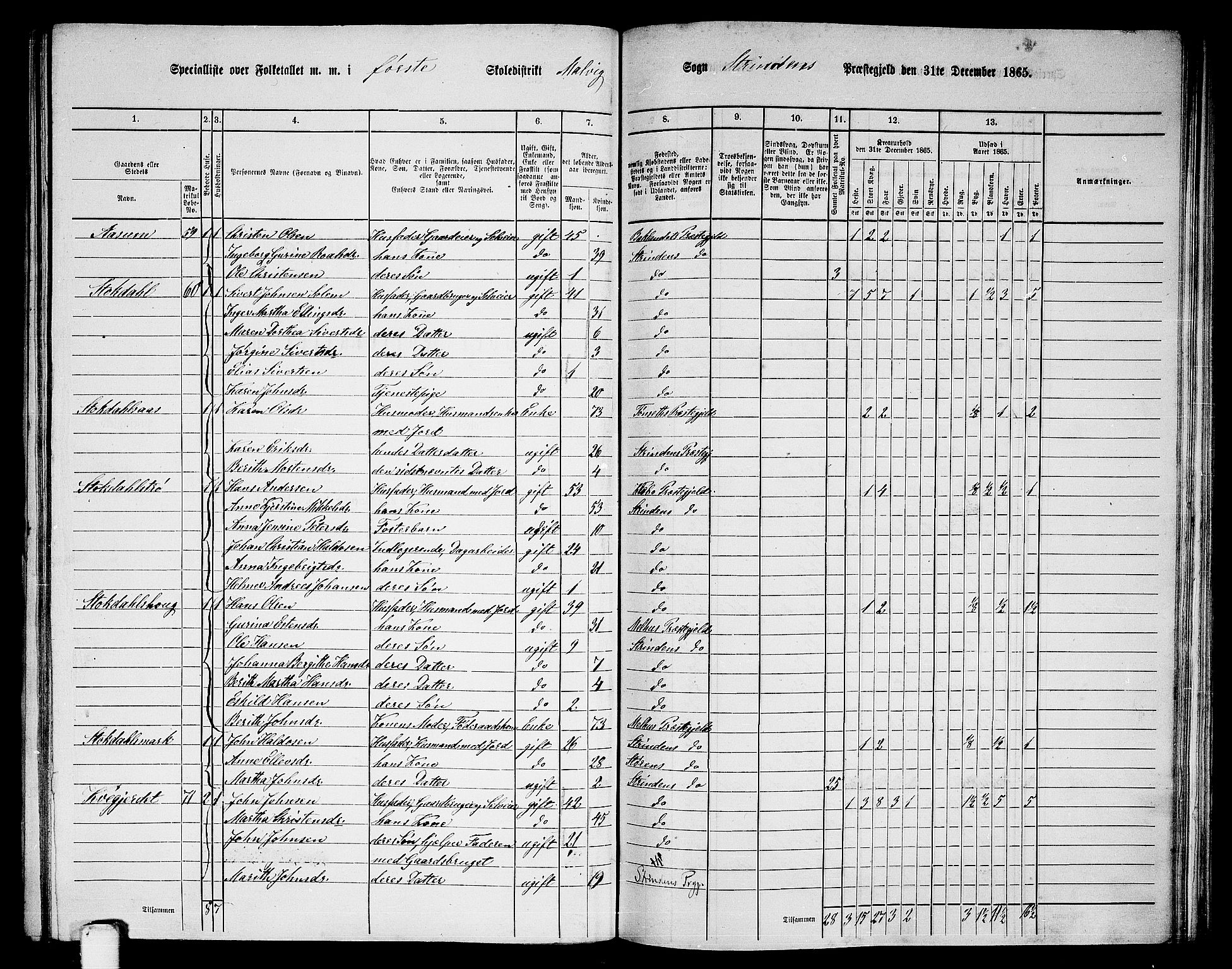 RA, 1865 census for Strinda, 1865, p. 186