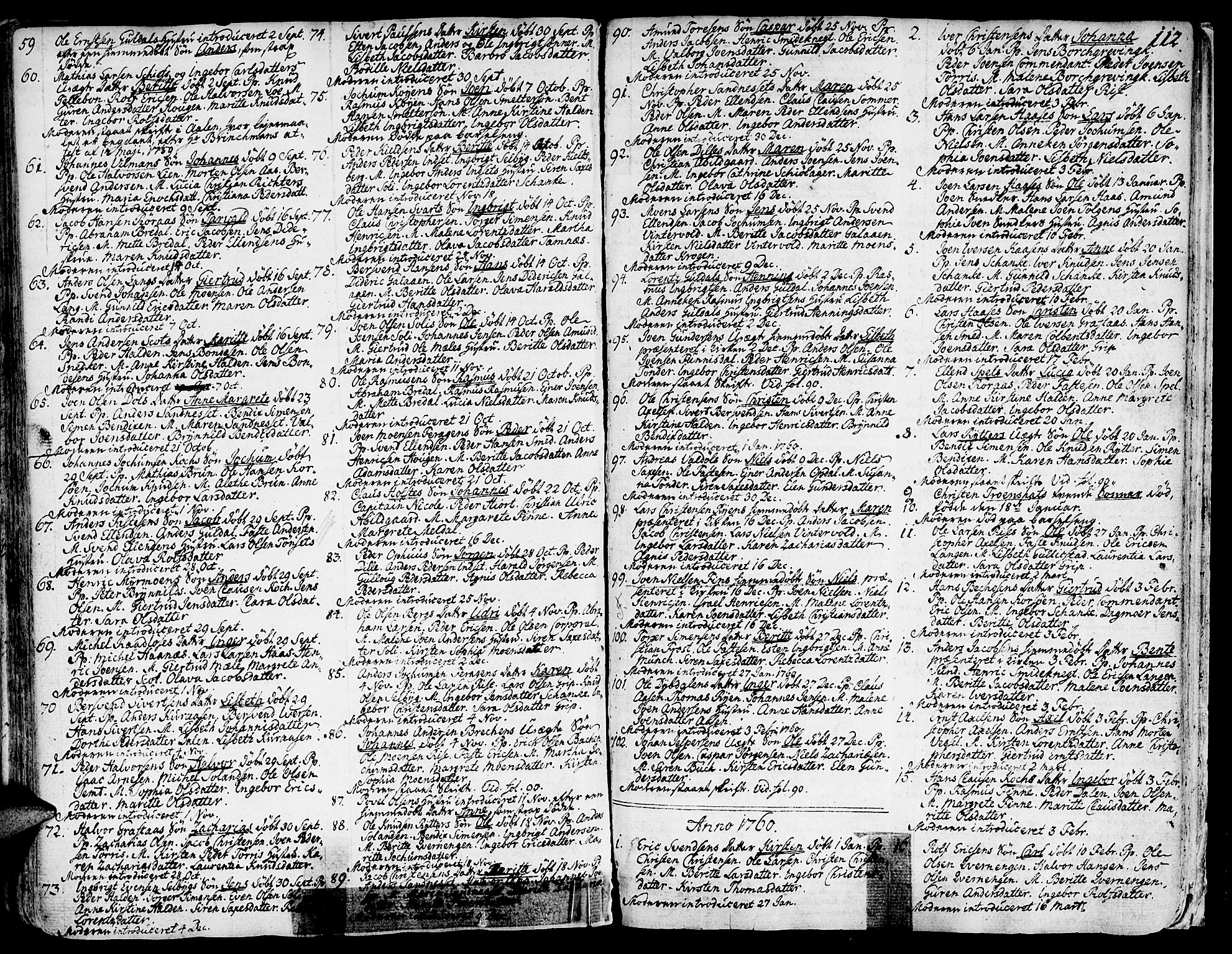 Ministerialprotokoller, klokkerbøker og fødselsregistre - Sør-Trøndelag, AV/SAT-A-1456/681/L0925: Parish register (official) no. 681A03, 1727-1766, p. 112