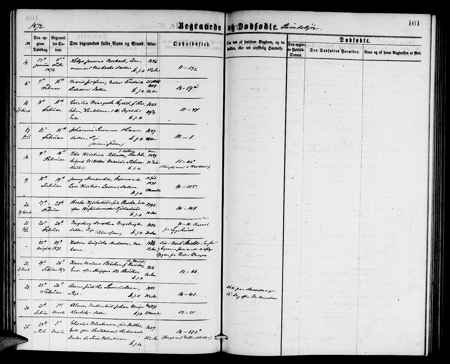 Domkirken sokneprestembete, AV/SAB-A-74801/H/Hab/L0040: Parish register (copy) no. E 4, 1868-1877, p. 161