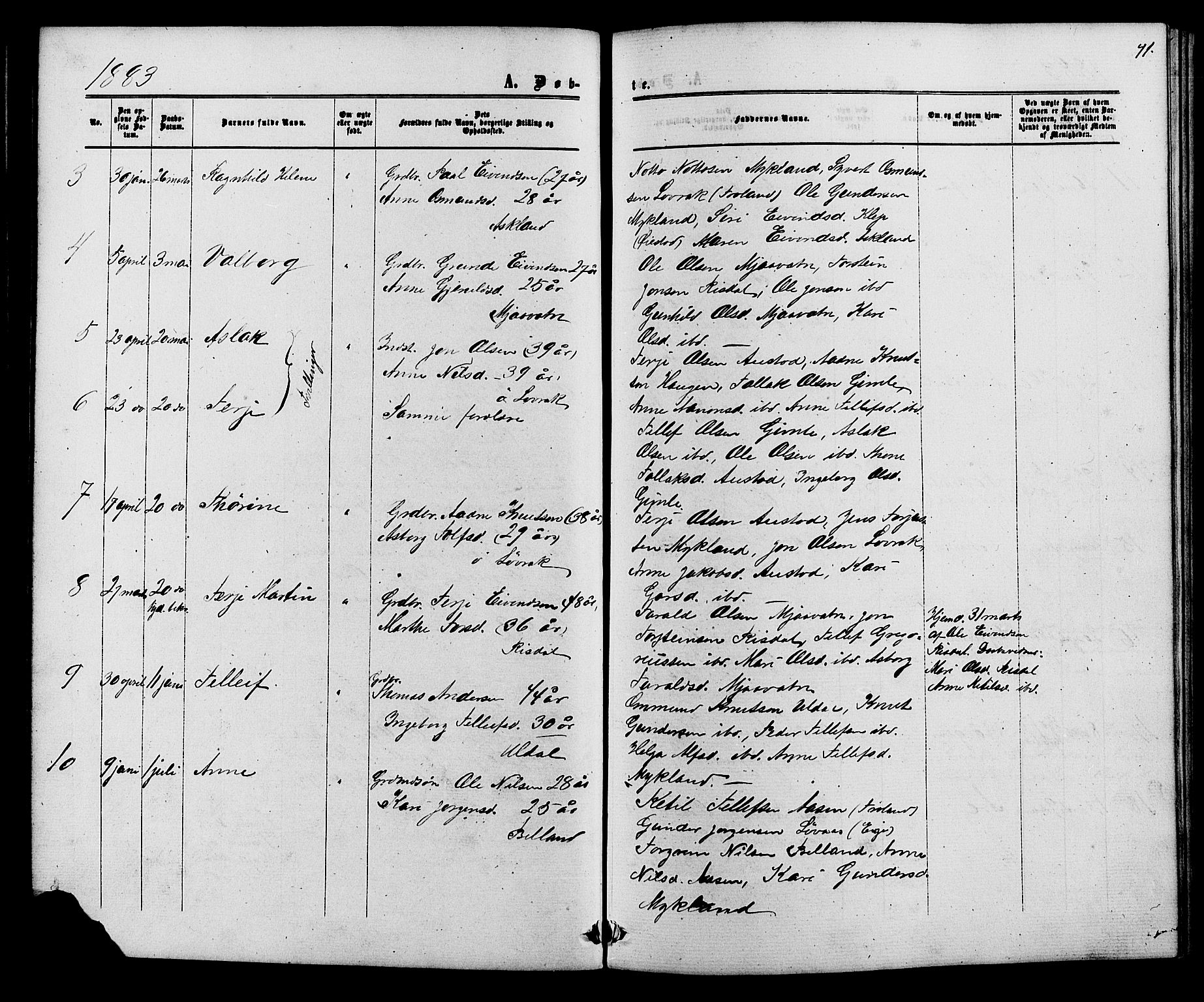 Herefoss sokneprestkontor, AV/SAK-1111-0019/F/Fb/Fbc/L0002: Parish register (copy) no. B 2, 1867-1886, p. 41