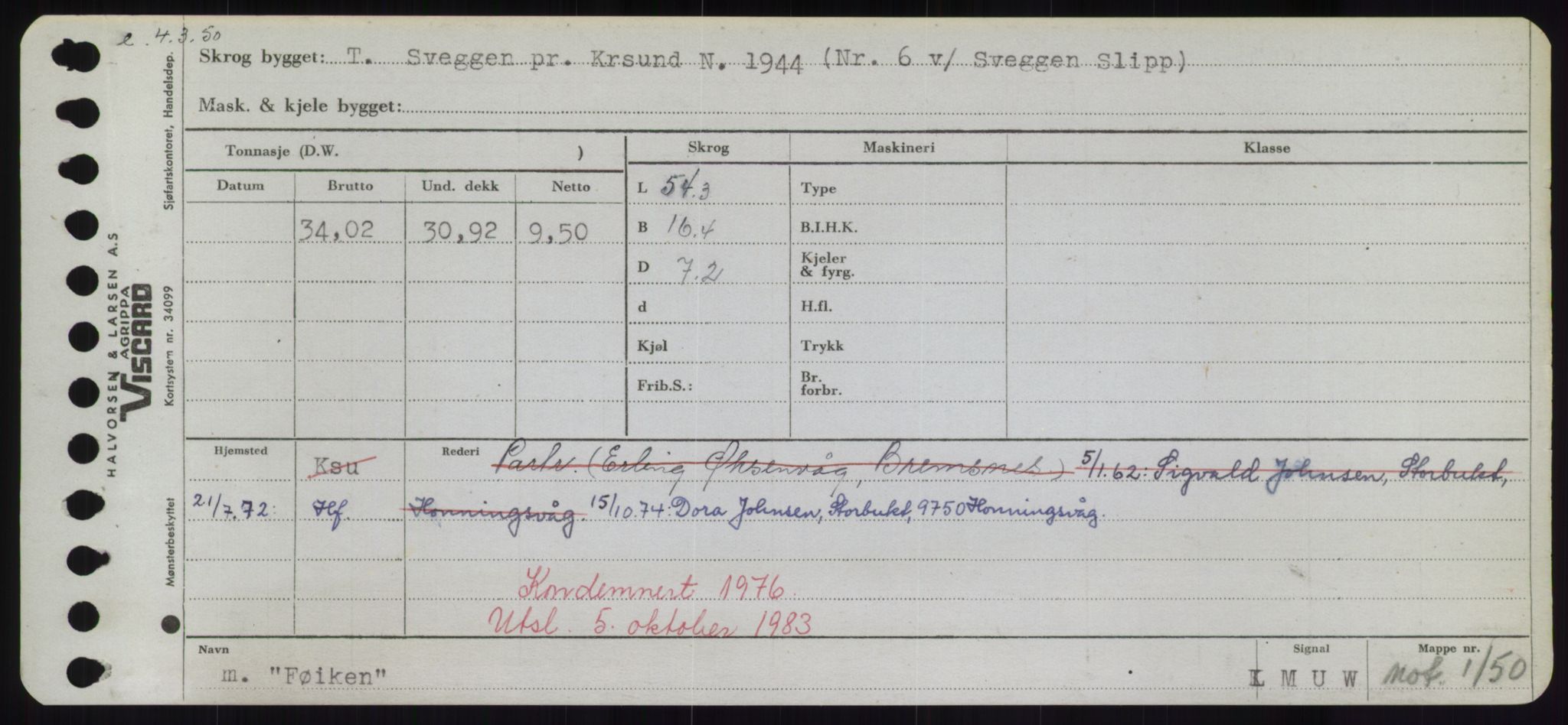 Sjøfartsdirektoratet med forløpere, Skipsmålingen, RA/S-1627/H/Hd/L0011: Fartøy, Fla-Får, p. 639