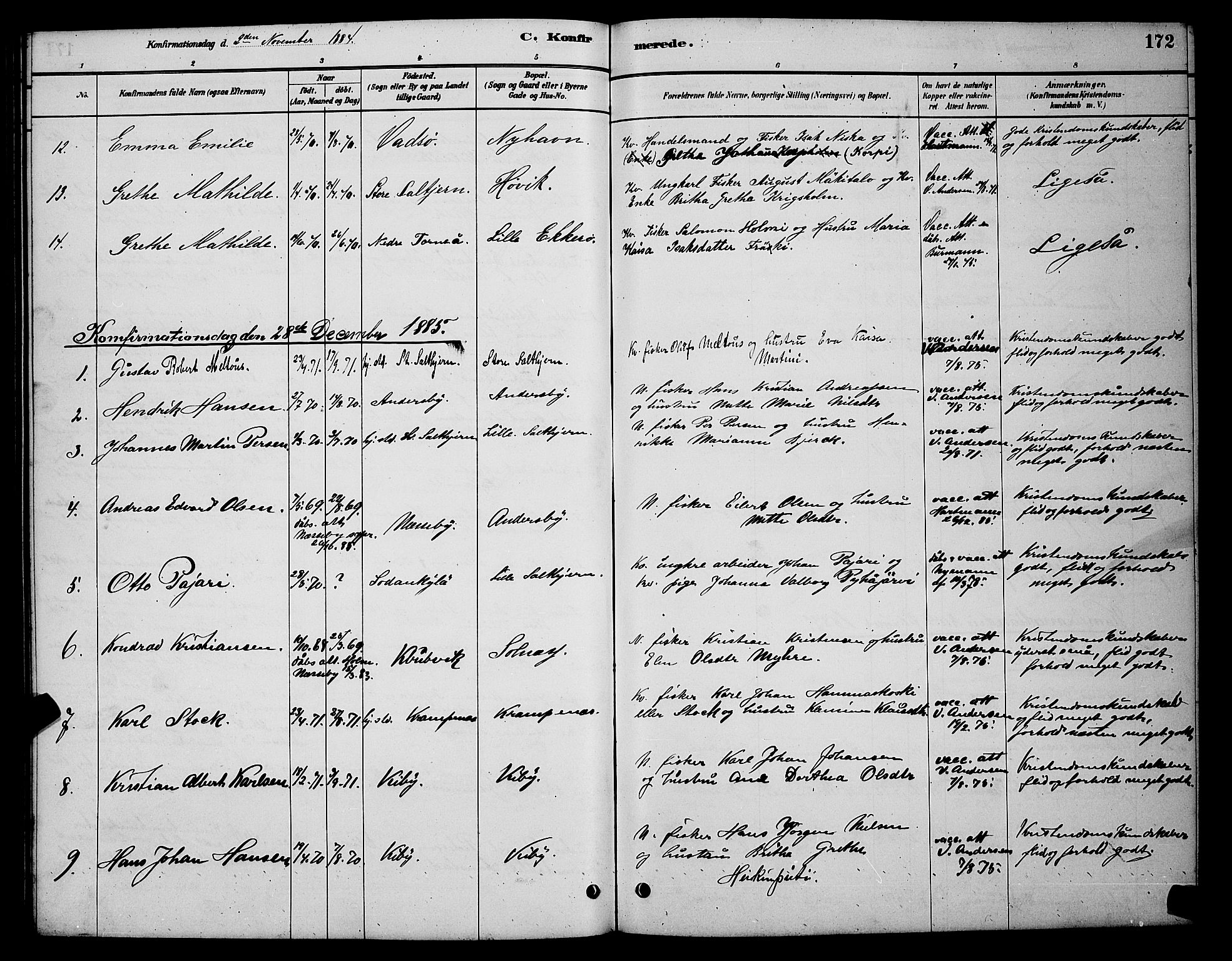 Vadsø sokneprestkontor, AV/SATØ-S-1325/H/Hb/L0003klokker: Parish register (copy) no. 3, 1881-1901, p. 172