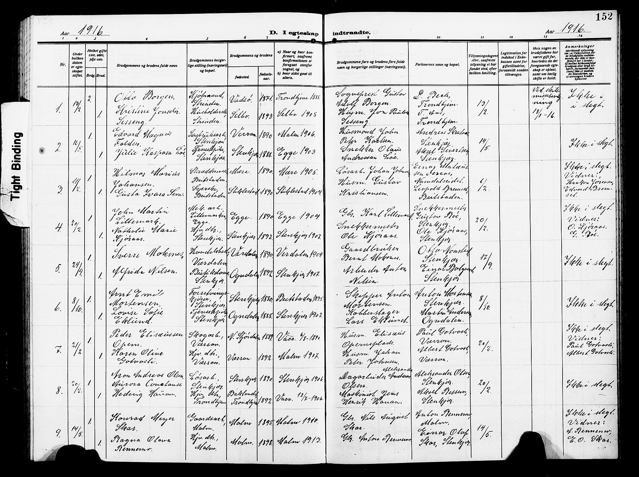 Ministerialprotokoller, klokkerbøker og fødselsregistre - Nord-Trøndelag, SAT/A-1458/739/L0376: Parish register (copy) no. 739C04, 1908-1917, p. 152