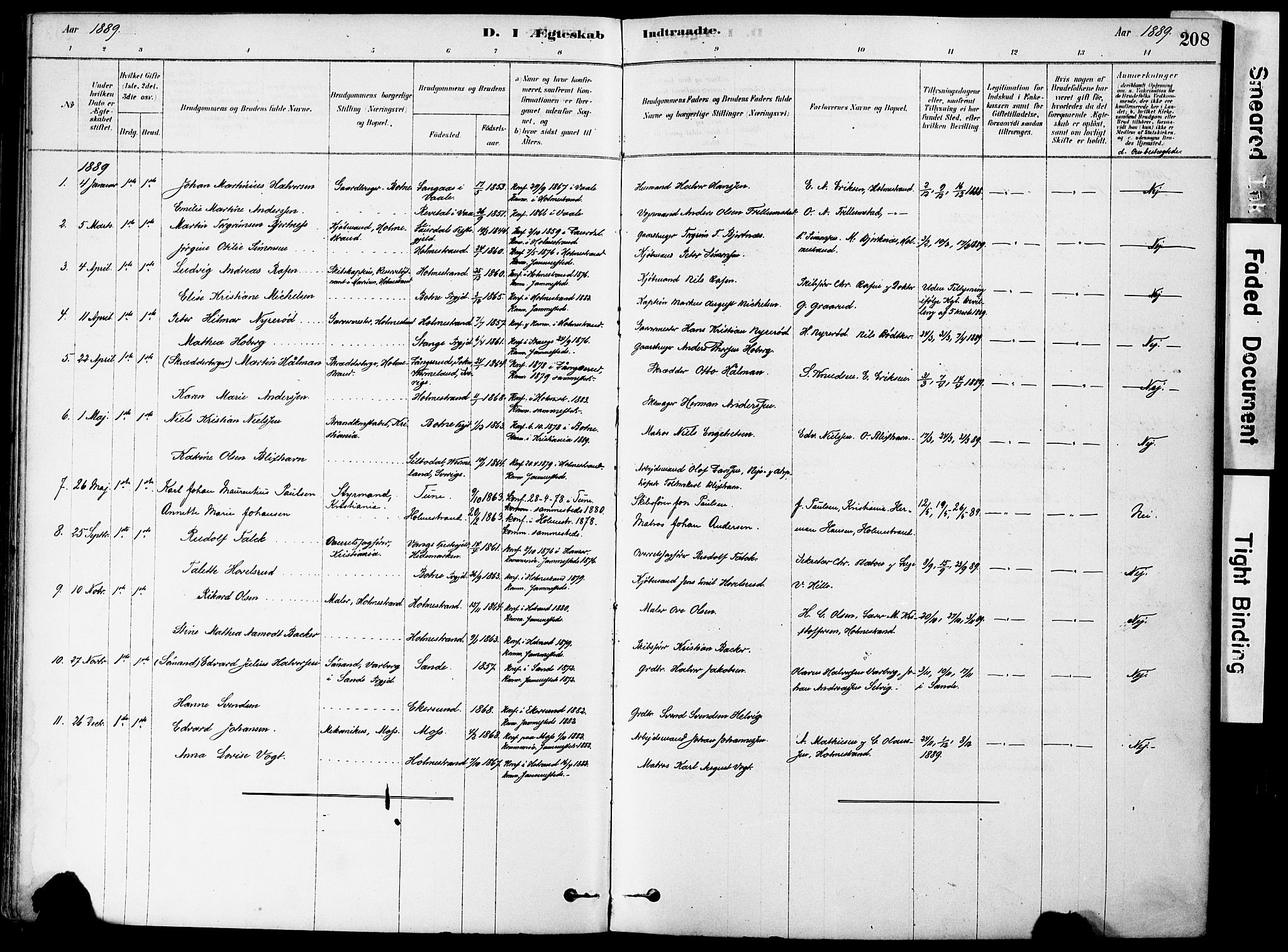 Holmestrand kirkebøker, SAKO/A-346/F/Fa/L0004: Parish register (official) no. 4, 1880-1901, p. 208