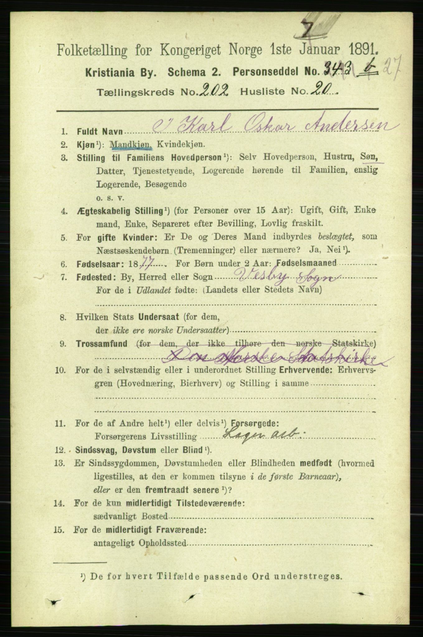 RA, 1891 census for 0301 Kristiania, 1891, p. 121868