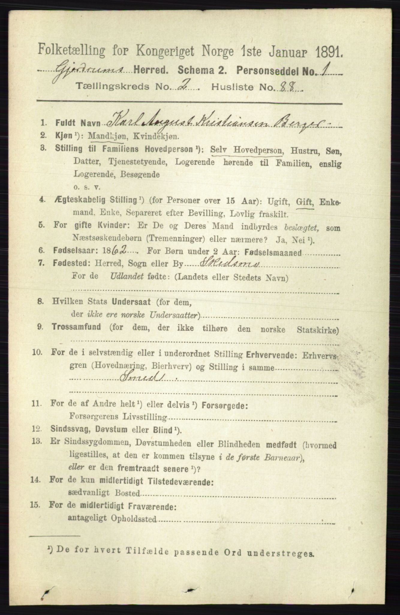 RA, 1891 census for 0234 Gjerdrum, 1891, p. 1077