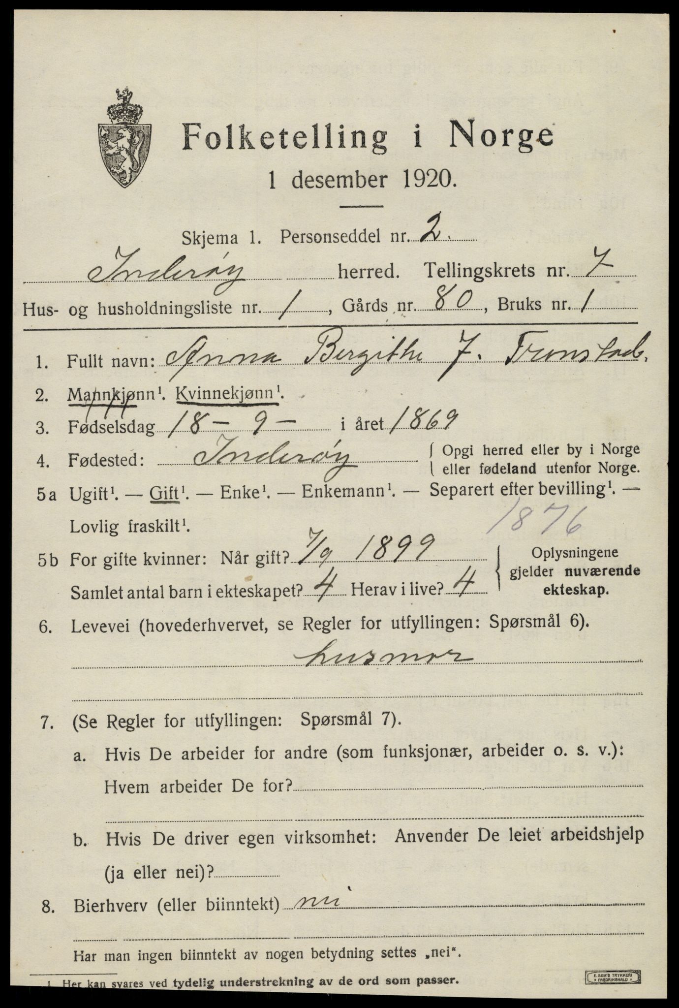 SAT, 1920 census for Inderøy, 1920, p. 5089