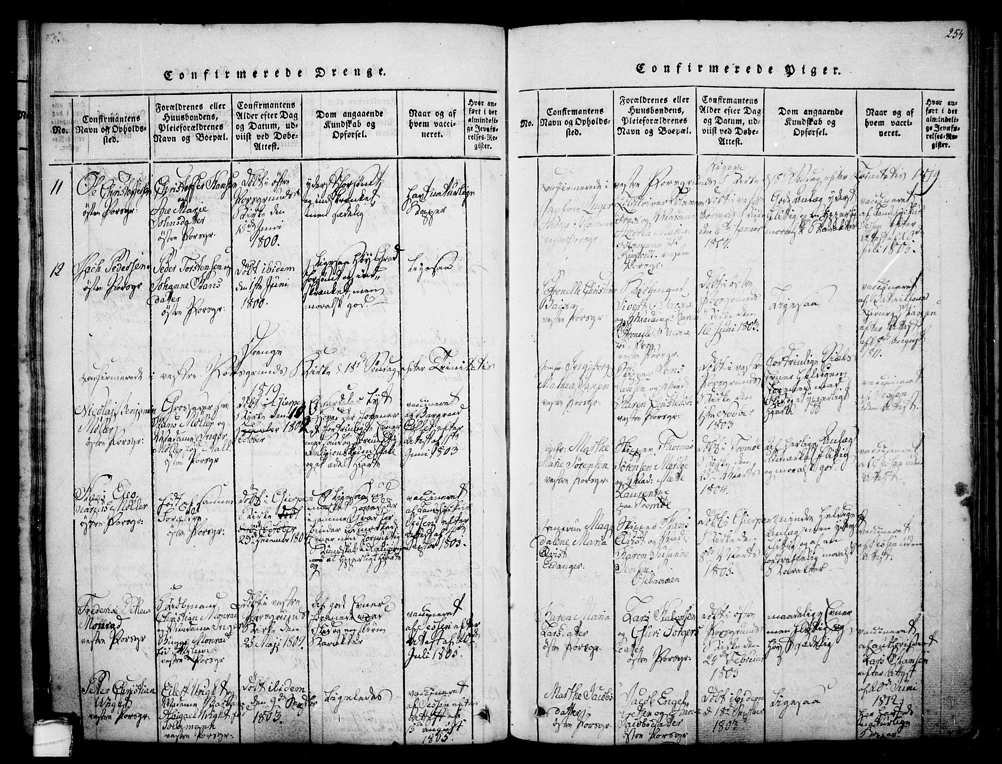Porsgrunn kirkebøker , SAKO/A-104/F/Fa/L0004: Parish register (official) no. 4, 1814-1828, p. 254