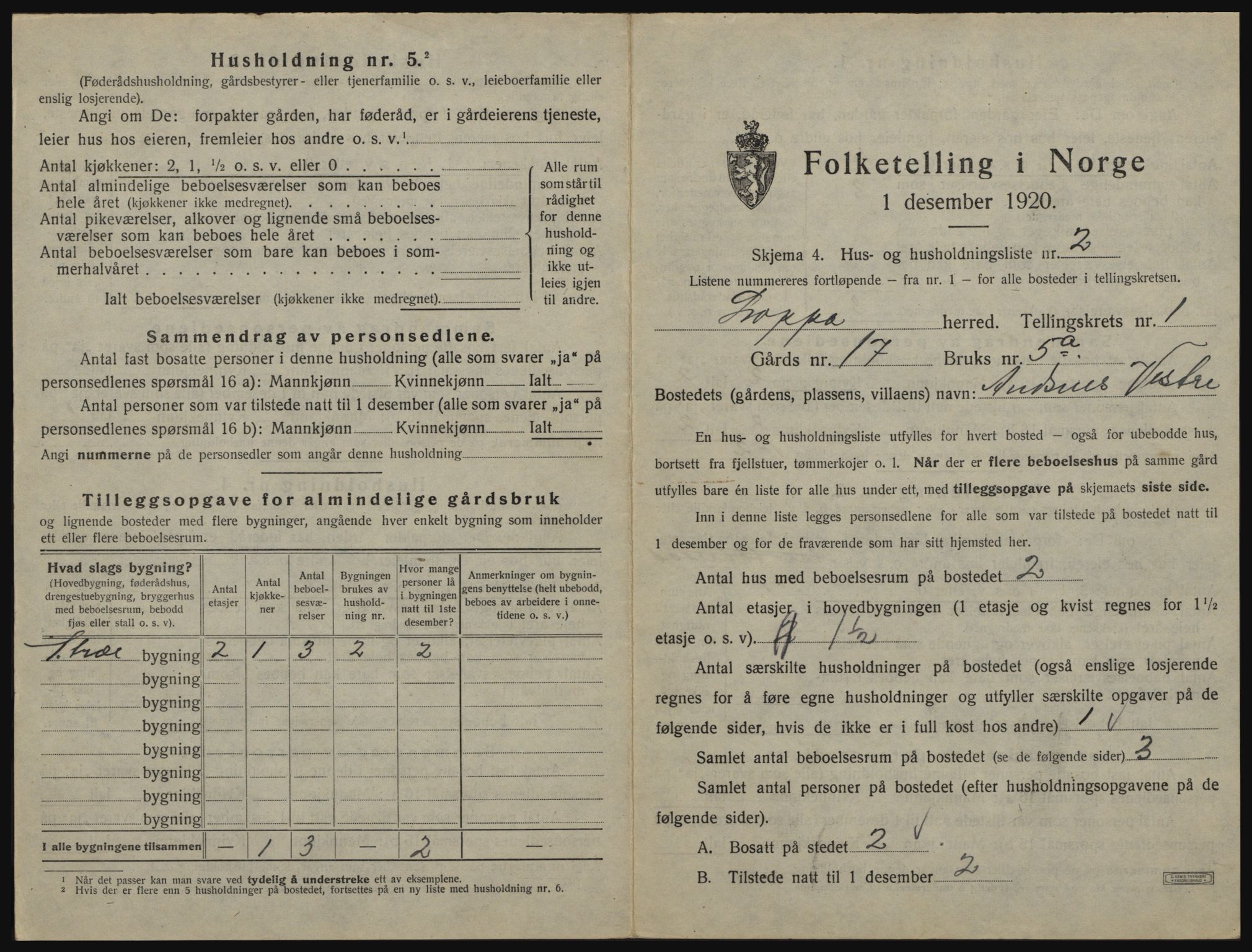 SATØ, 1920 census for Loppa, 1920, p. 36