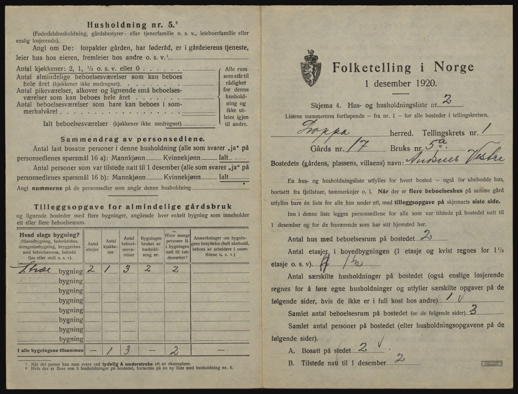 SATØ, 1920 census for Loppa, 1920, p. 36