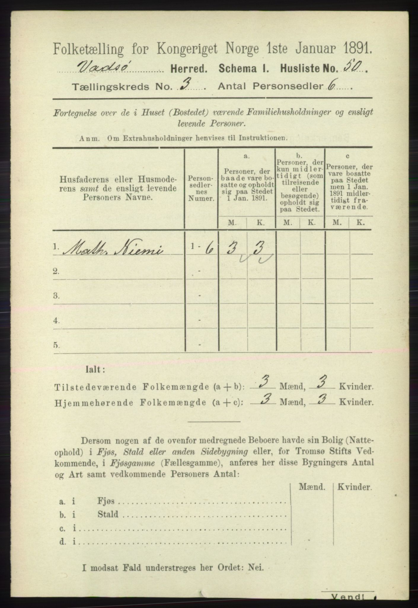 RA, 1891 census for 2029 Vadsø, 1891, p. 819