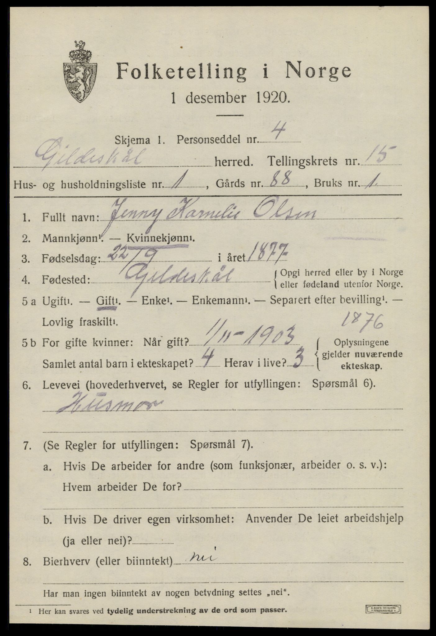 SAT, 1920 census for Gildeskål, 1920, p. 9726