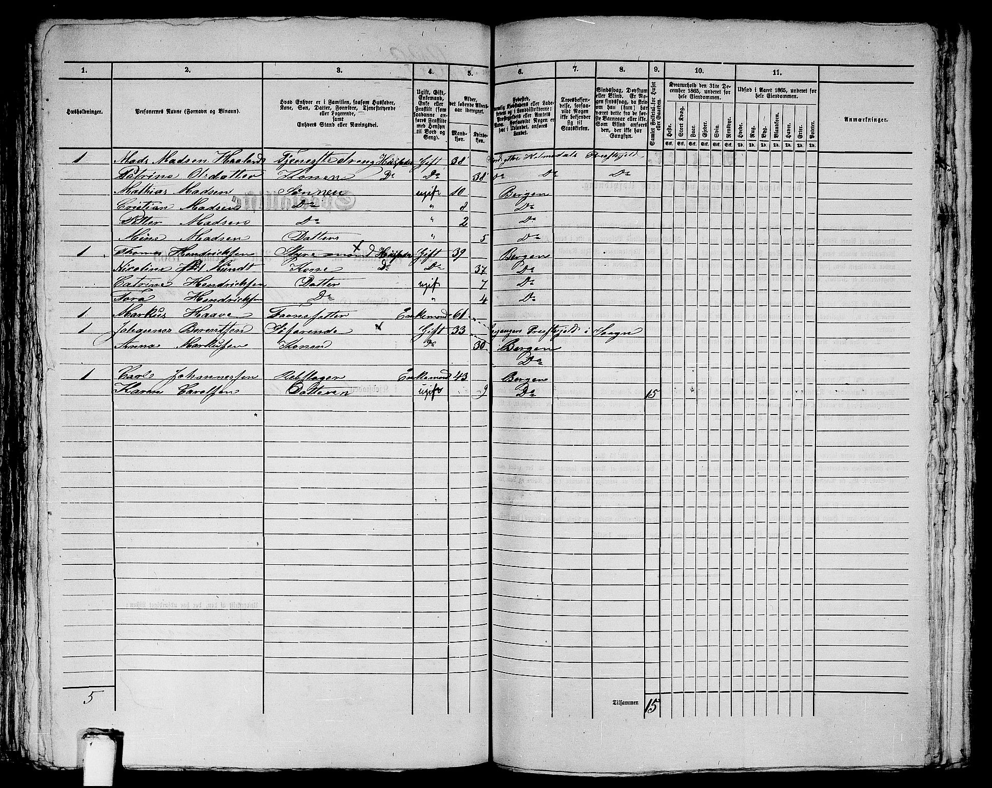 RA, 1865 census for Bergen, 1865, p. 1838