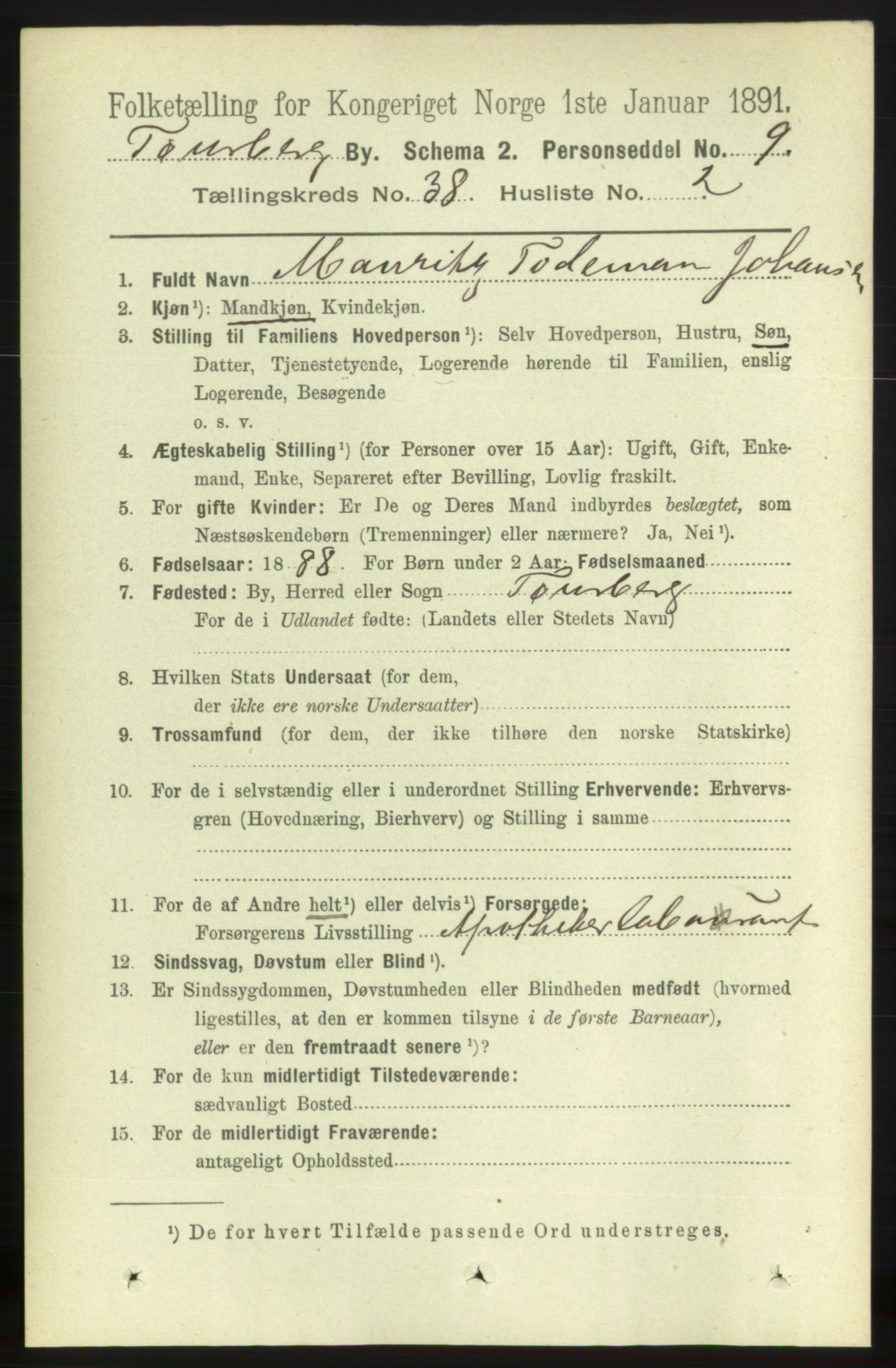 RA, 1891 census for 0705 Tønsberg, 1891, p. 8097