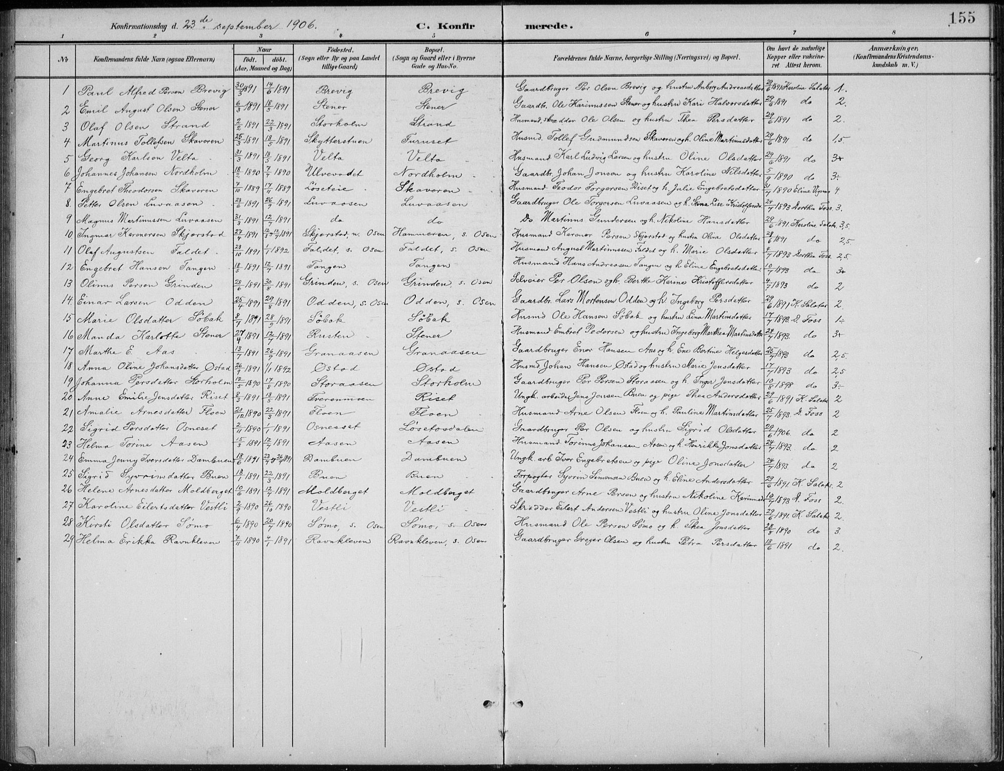 Åmot prestekontor, Hedmark, AV/SAH-PREST-056/H/Ha/Hab/L0003: Parish register (copy) no. 3, 1902-1938, p. 155