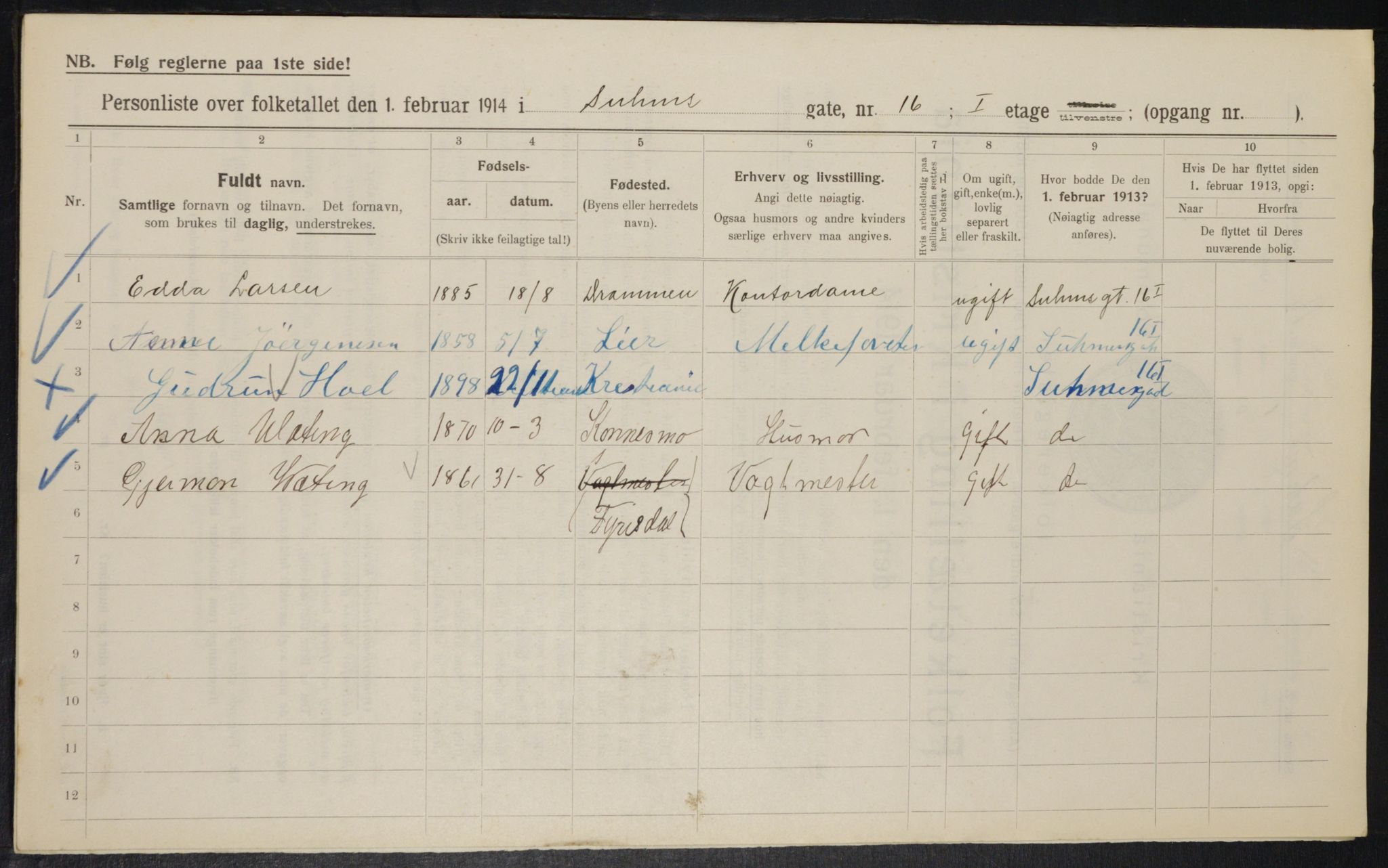 OBA, Municipal Census 1914 for Kristiania, 1914, p. 105360