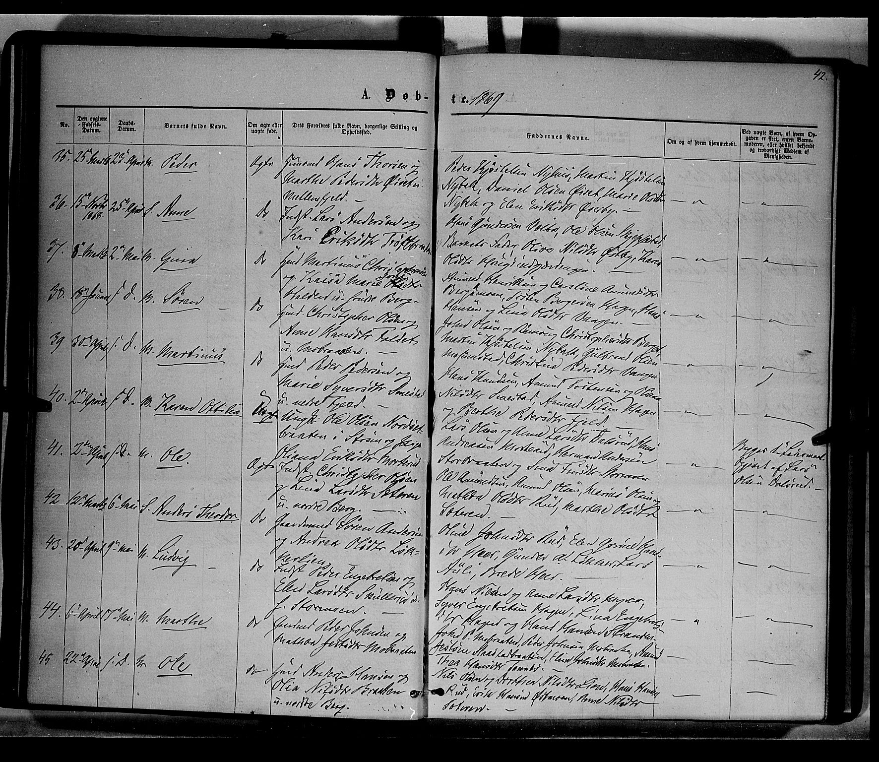 Nord-Odal prestekontor, AV/SAH-PREST-032/H/Ha/Haa/L0004: Parish register (official) no. 4, 1866-1873, p. 42