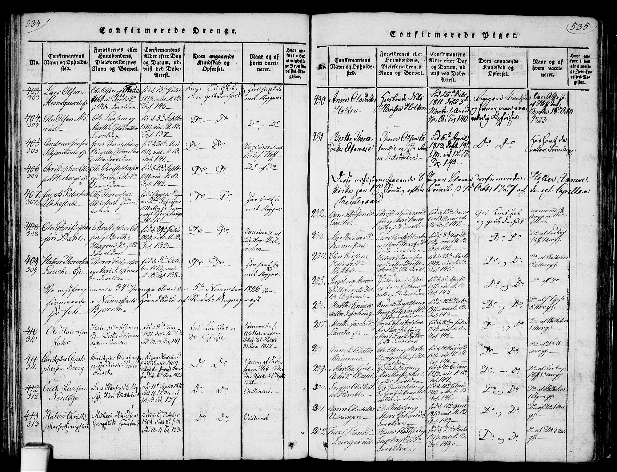 Nannestad prestekontor Kirkebøker, SAO/A-10414a/F/Fa/L0009: Parish register (official) no. I 9, 1815-1840, p. 534-535