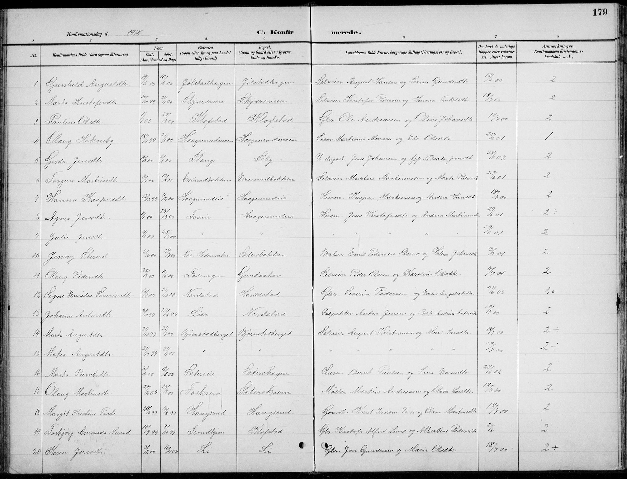 Romedal prestekontor, AV/SAH-PREST-004/L/L0013: Parish register (copy) no. 13, 1896-1937, p. 179