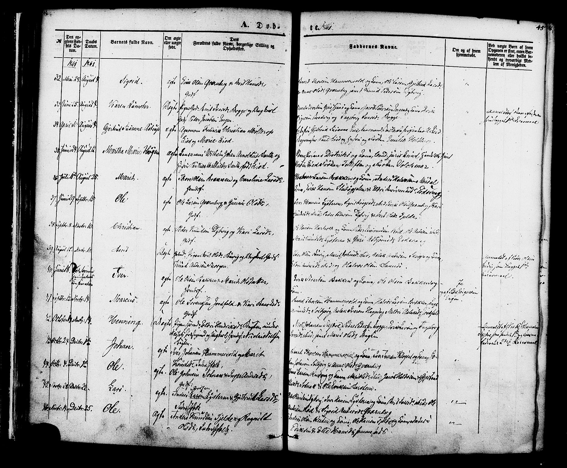 Ministerialprotokoller, klokkerbøker og fødselsregistre - Møre og Romsdal, AV/SAT-A-1454/551/L0625: Parish register (official) no. 551A05, 1846-1879, p. 45