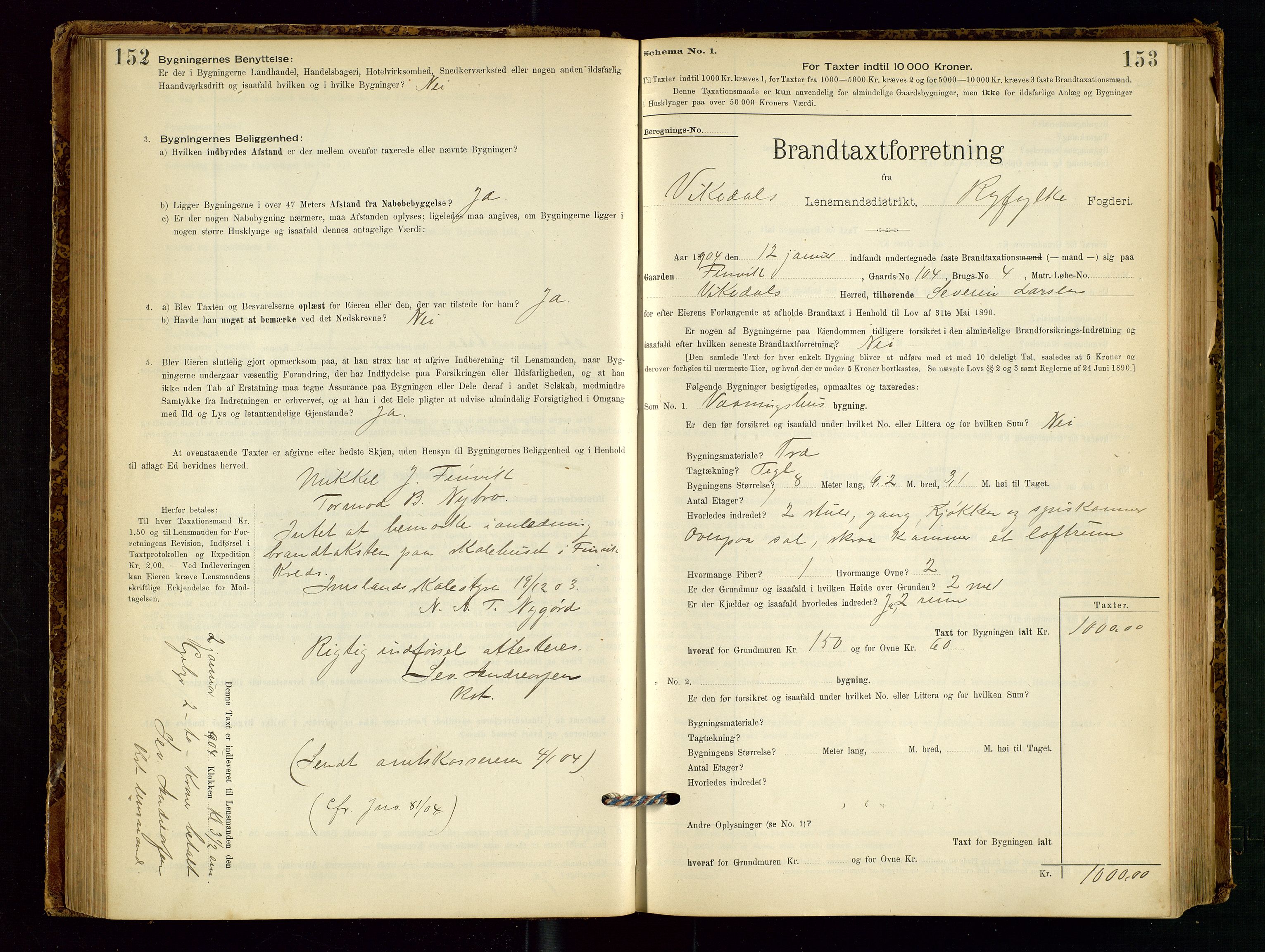 Vikedal lensmannskontor, SAST/A-100179/Gob/L0004: Branntakstprotokoll, 1894-1952, p. 152-153