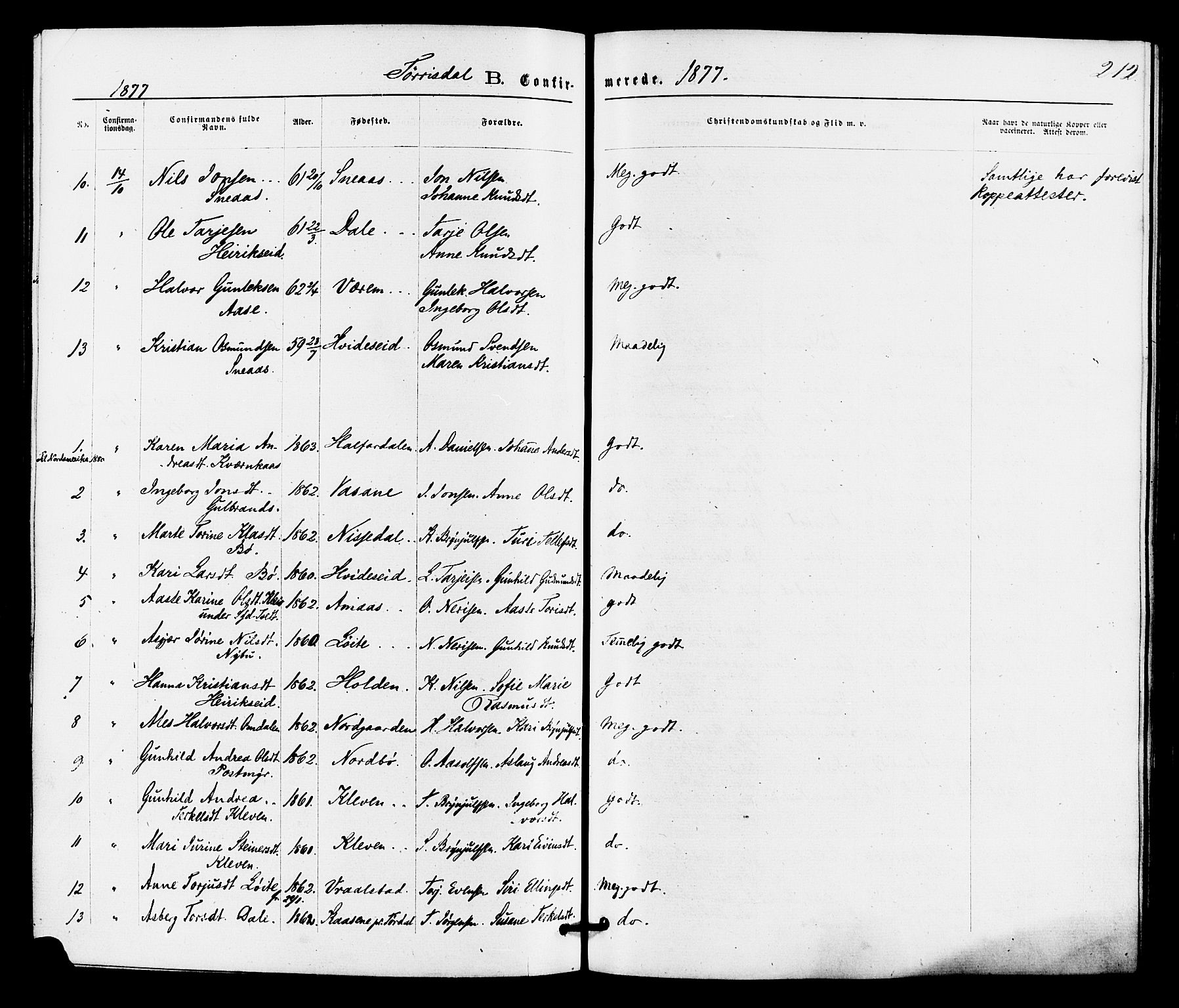 Drangedal kirkebøker, SAKO/A-258/F/Fa/L0009: Parish register (official) no. 9 /2, 1872-1884, p. 212