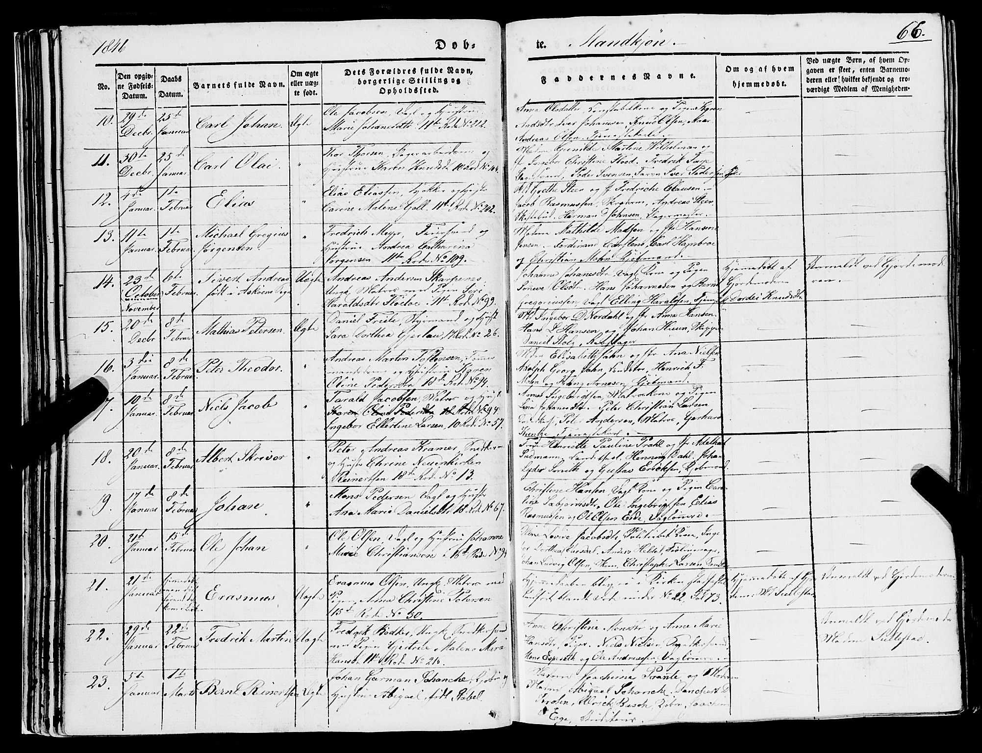 Domkirken sokneprestembete, SAB/A-74801/H/Haa/L0019: Parish register (official) no. B 2, 1841-1851, p. 66