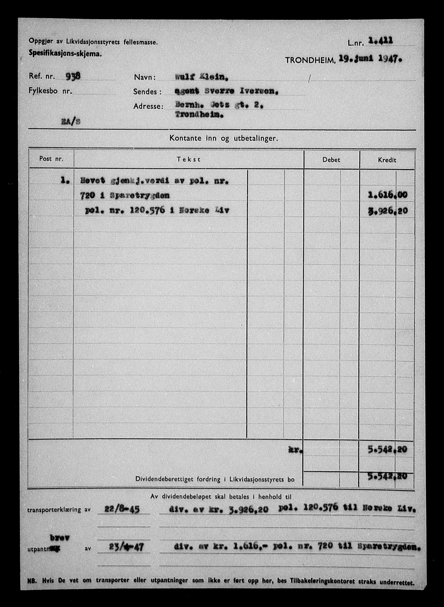 Justisdepartementet, Tilbakeføringskontoret for inndratte formuer, AV/RA-S-1564/H/Hc/Hca/L0902: --, 1945-1947, p. 306