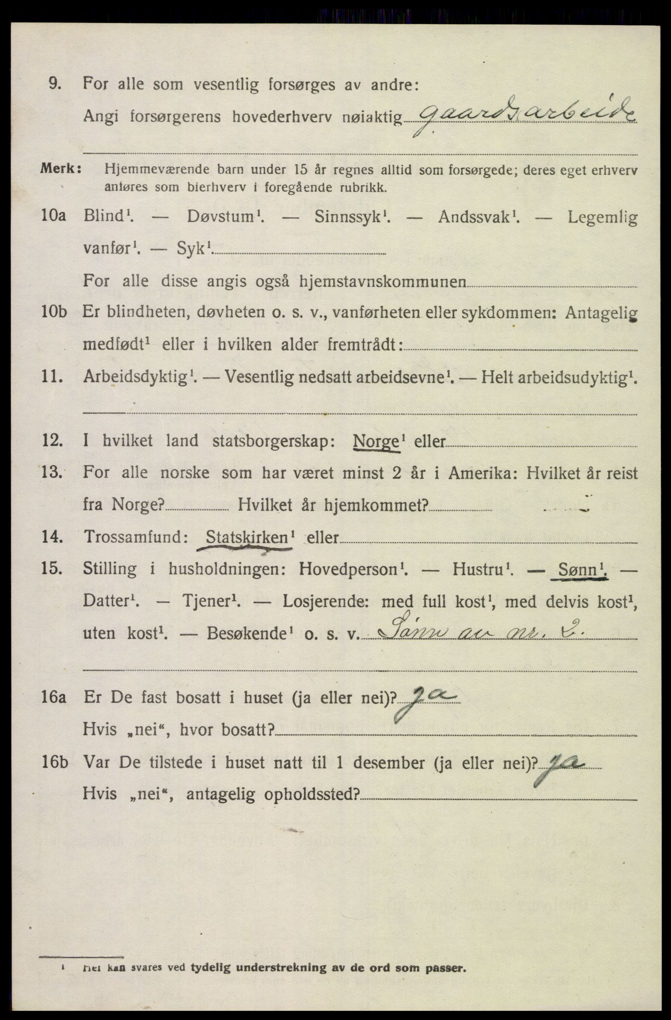 SAK, 1920 census for Sør-Audnedal, 1920, p. 1486